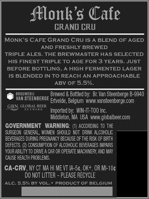 Monk’s Cafe Grand Cru Coming From Brouwerij Van Steenberge Monk’s Cafe Grand Cru Coming From Brouwerij Van Steenberge