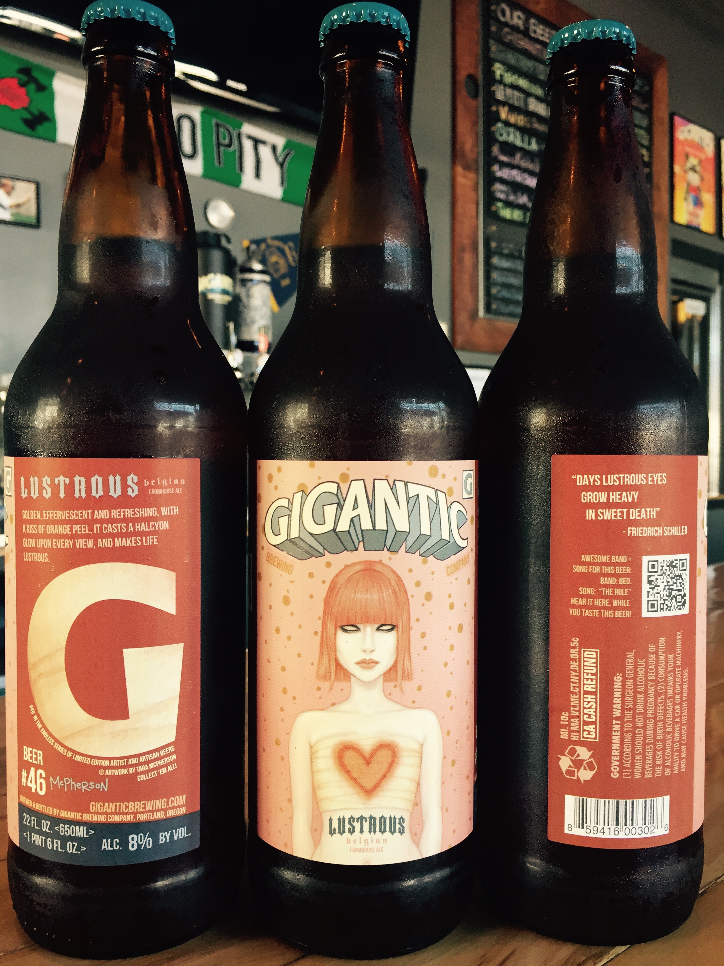 Gigantic Brewing Pairing Music & Beer with Lustrous 11 A wraparound of the label for Lustrous. (image courtesy of Gigantic Brewing)
