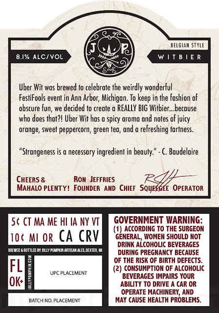 Jolly Pumpkin - Uber Wit 750ml Bottles Jolly Pumpkin - Uber Wit 750ml Bottles