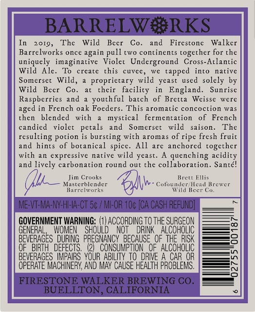 Firestone Walker Barrelworks & The Wild Beer Co Collaborate On Violet Underground Firestone Walker Barrelworks & The Wild Beer Co Collaborate On Violet Underground