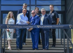 Diageo and Guinness executives cut the ribbon on the Guinness Open Gate Brewery & Barrel House with Governor Larry Hogan, County Executive Don Mohler on August 2, 2018 in Halethorpe, Maryland. Photographed (L-R) Guinness Brand Director Emma Giles; Diageo Beer Co. U.S.A Chairman and Diageo Global Chief Sales Officer Tom Day; Diageo Beer Co. U.S.A President Nuno Teles; President Diageo North America Deirdre Mahlan; Governor Larry Hogan; County Executive Don Mohler; and President of Supply, Diageo North America, Erik Snyder. Diageo and Guinness executives cut the ribbon on the Guinness Open Gate Brewery & Barrel House with Governor Larry Hogan, County Executive Don Mohler on August 2, 2018 in Halethorpe, Maryland. Photographed (L-R) Guinness Brand Director Emma Giles; Diageo Beer Co. U.S.A Chairman and Diageo Global Chief Sales Officer Tom Day; Diageo Beer Co. U.S.A President Nuno Teles; President Diageo North America Deirdre Mahlan; Governor Larry Hogan; County Executive Don Mohler; and President of Supply, Diageo North America, Erik Snyder.