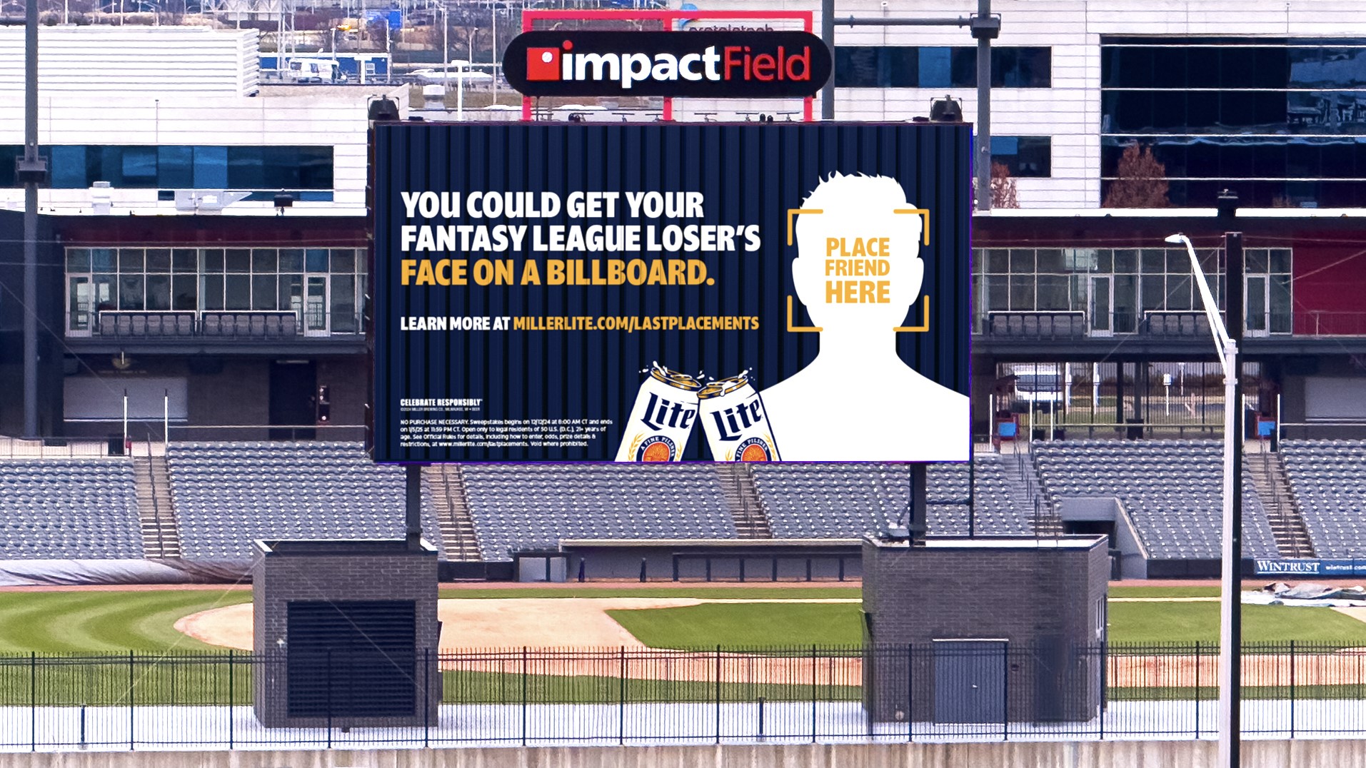 Roast your fantasy football league’s loser, in a nice way, with Miller Lite and ESPN Fantasy Football 10 A billboard at Impact Field near Chicago, IL.