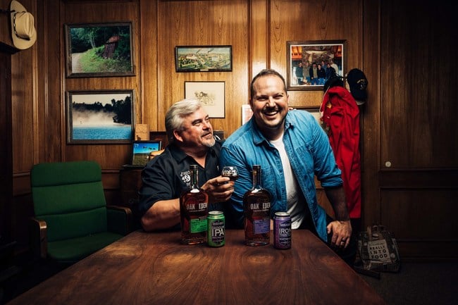Photo credit Blake Verdoorn. Image of Fritz Rahr, founder of Rahr & Sons Brewery and Brad Neathery, cofounder & CMO of Oak & Eden Whiskey. Photo credit Blake Verdoorn. Image of Fritz Rahr, founder of Rahr & Sons Brewery and Brad Neathery, cofounder & CMO of Oak & Eden Whiskey.