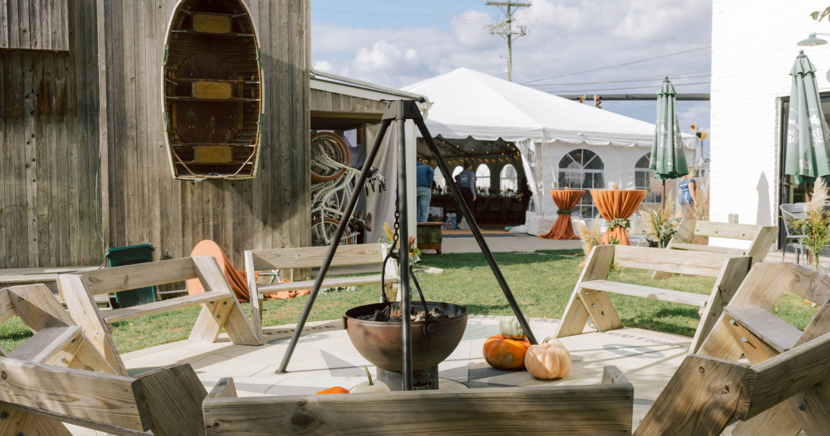 Dogfish Head Weddings - Love is INN the Air 30 the firepit area of the dogfish inn