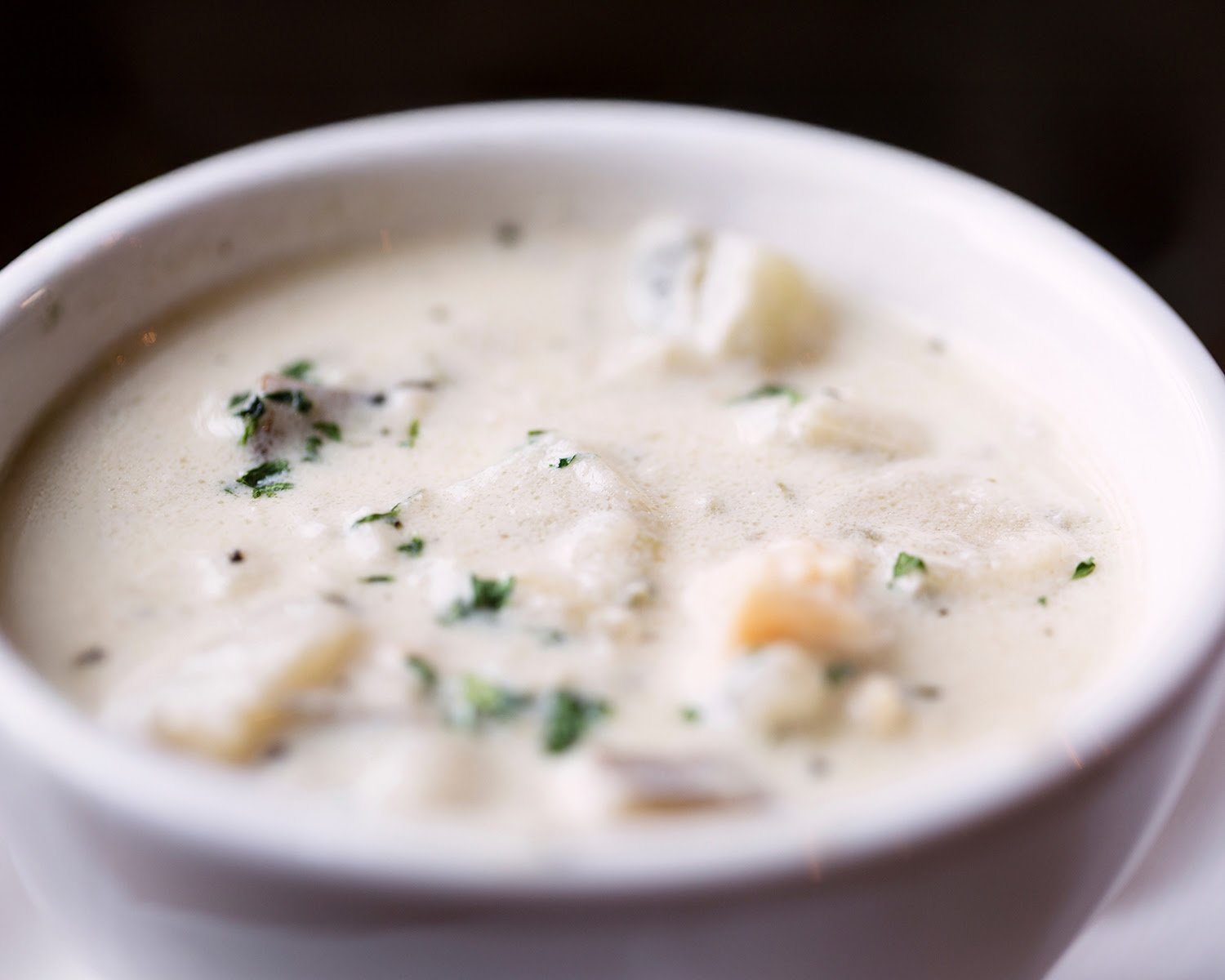 North Coast Introduces Shamrock Red 11 A close up of a warm bowl of clam chowder.