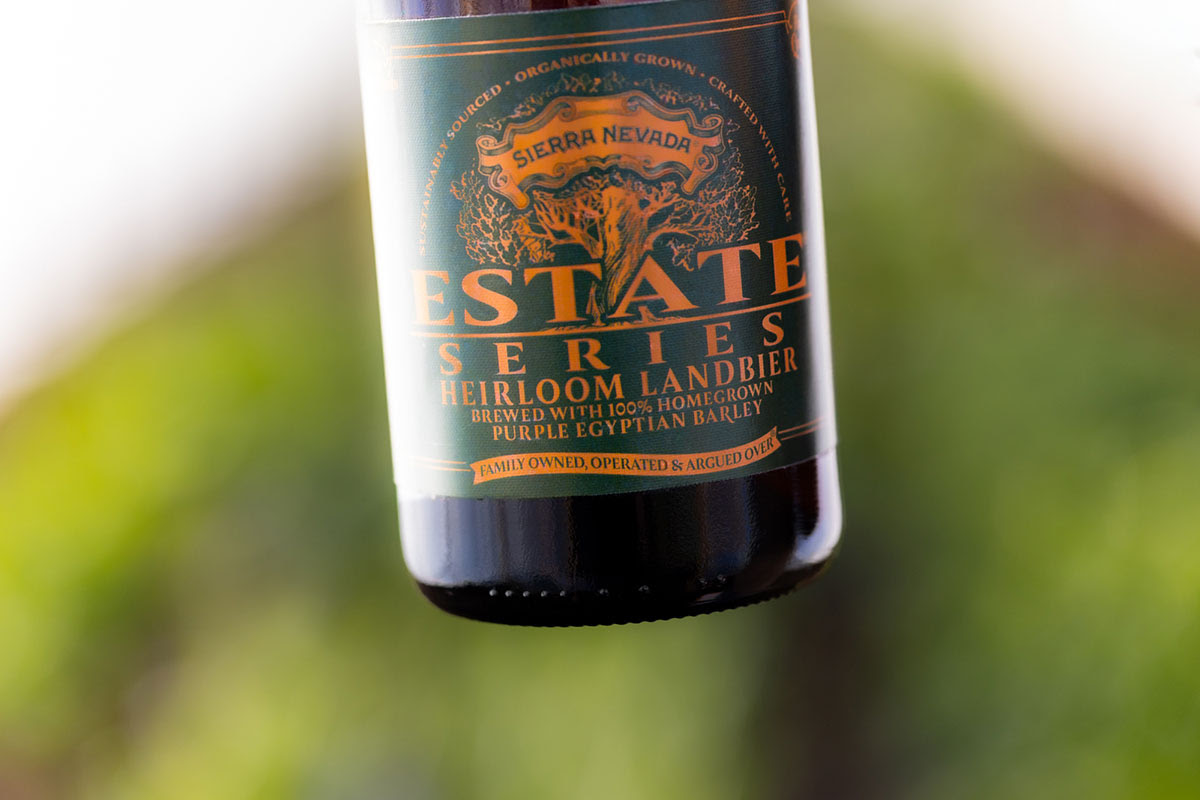 Zoomed in on a bottle of Estate Heirloom Landbier Zoomed in on a bottle of Estate Heirloom Landbier