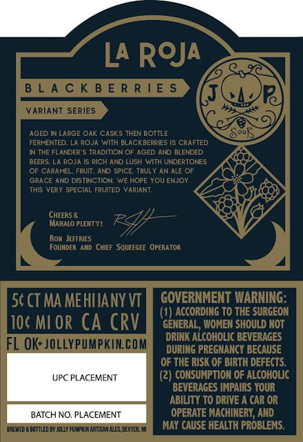 Jolly Pumpkin Adding More La Roja Variant Series Beers: Blackberries & Sour Amber Jolly Pumpkin Adding More La Roja Variant Series Beers: Blackberries & Sour Amber