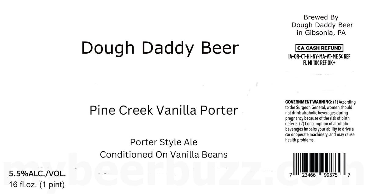 Dough Daddy Beer Adding Pine Creek Porter & Vanilla Pine Creek Porter Cans 10 apost3 75