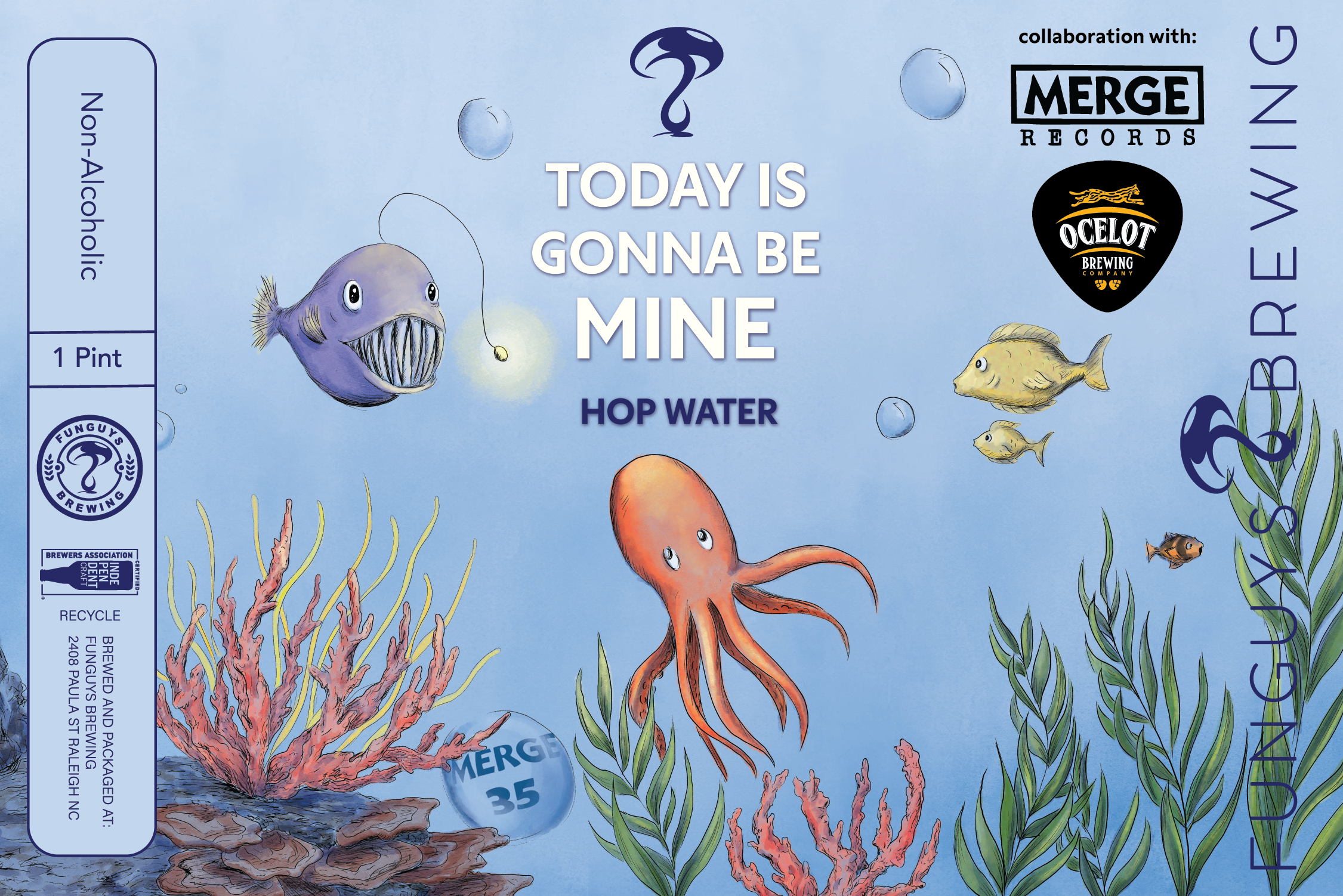 Merge Records + Ocelot + Funguys Collaborate on Merge 35 Beer and Hop Water 10 apost8 86
