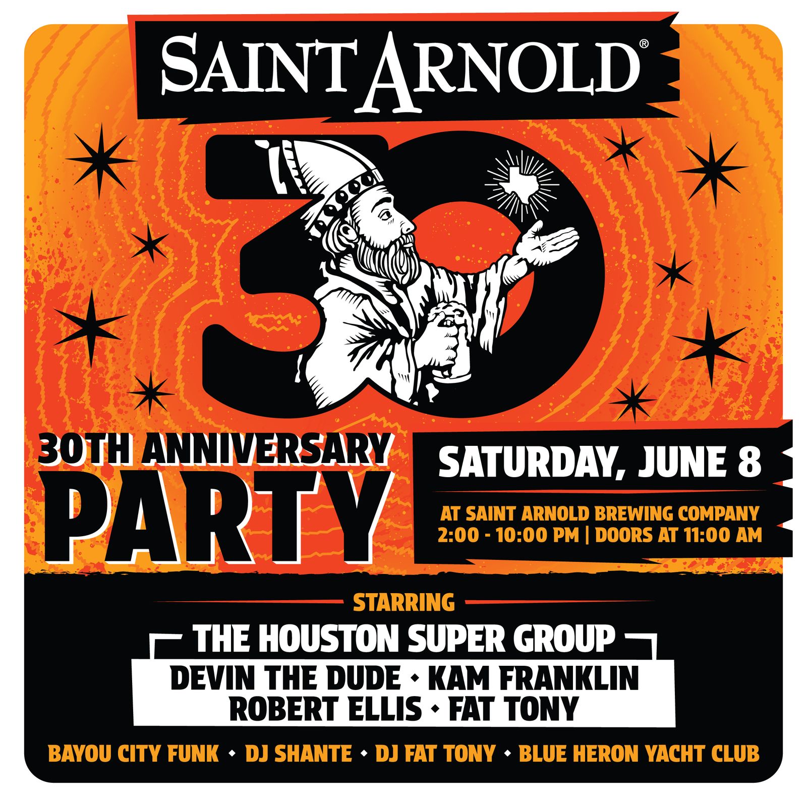 Saint Arnold Brewing Company to Celebrate 30th Anniversary with The Houston Super Group on June 8, 2024 8 apostHLPA 184