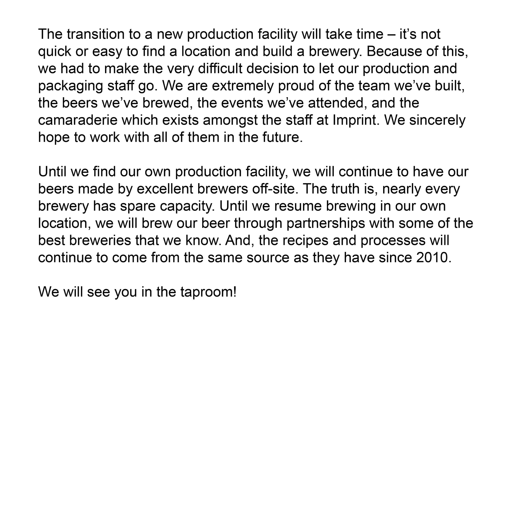 Imprint Beer Moving Production & Packaging Out Of Hatfield, PA 10 apostHLPANews 118
