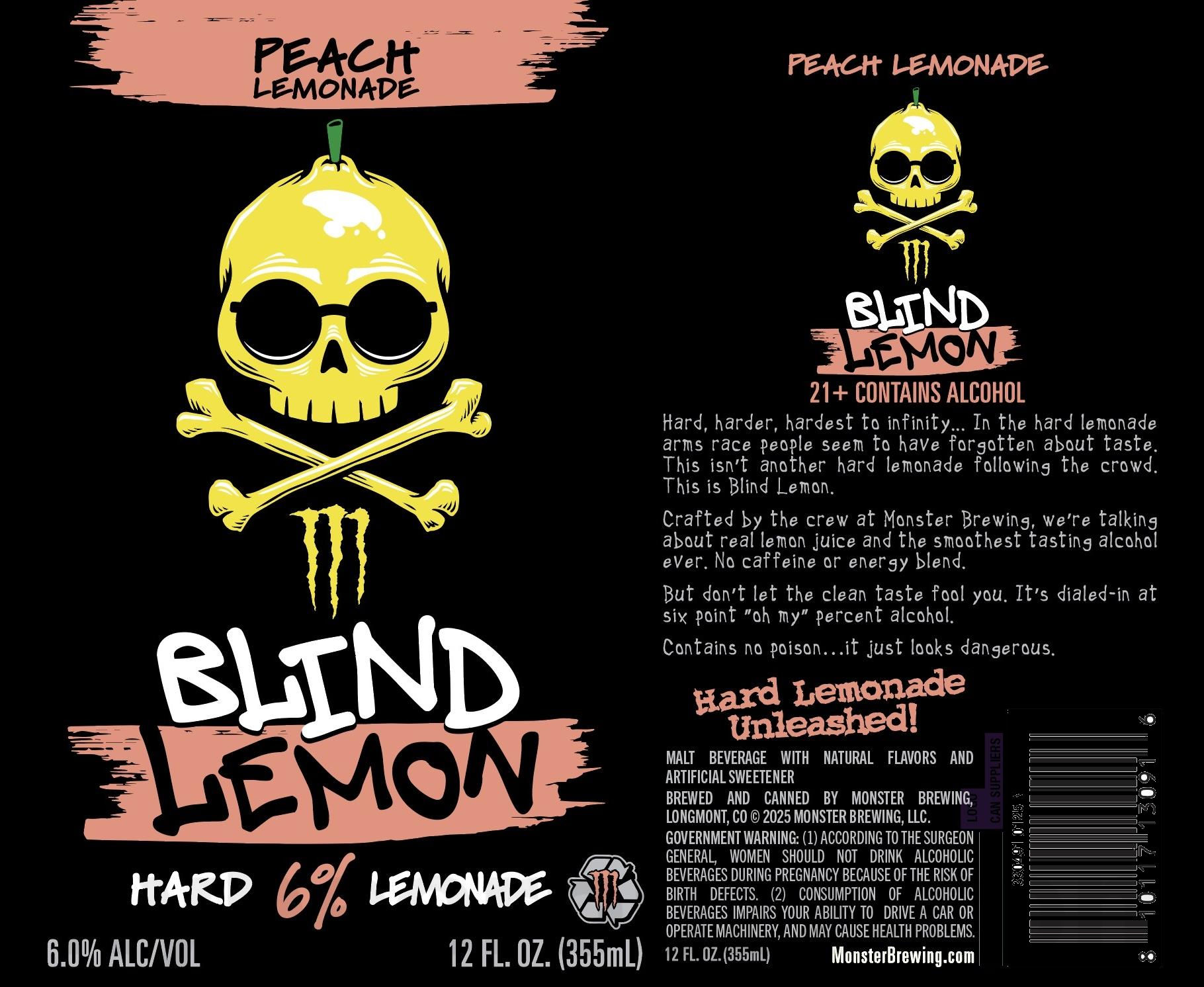 Monster Brewing / Oskar Blues Working On Blind Lemon, Strawberry Lemonade Blind Lemon, Peach Lemonade Blind Lemon, Cherry Lemonade Blind Lemon & Blinder Lemon Monster Brewing / Oskar Blues Working On Blind Lemon, Strawberry Lemonade Blind Lemon, Peach Lemonade Blind Lemon, Cherry Lemonade Blind Lemon & Blinder Lemon