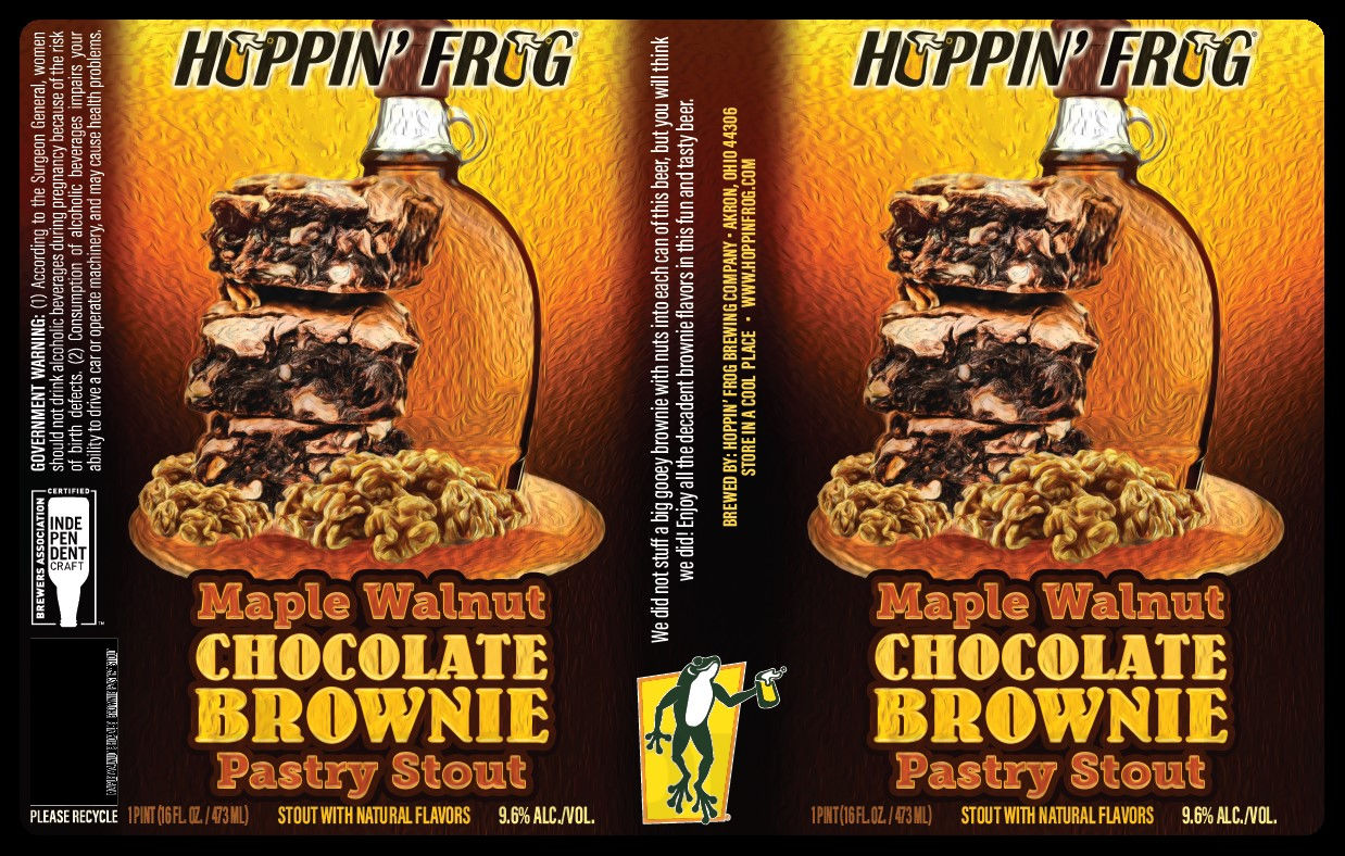 Hoppin’ Frog Adding Spruce Tip Silk Porter, Banana Split Wheat Ale & Maple Walnut Chocolate Brownie Pastry Stout Hoppin’ Frog Adding Spruce Tip Silk Porter, Banana Split Wheat Ale & Maple Walnut Chocolate Brownie Pastry Stout