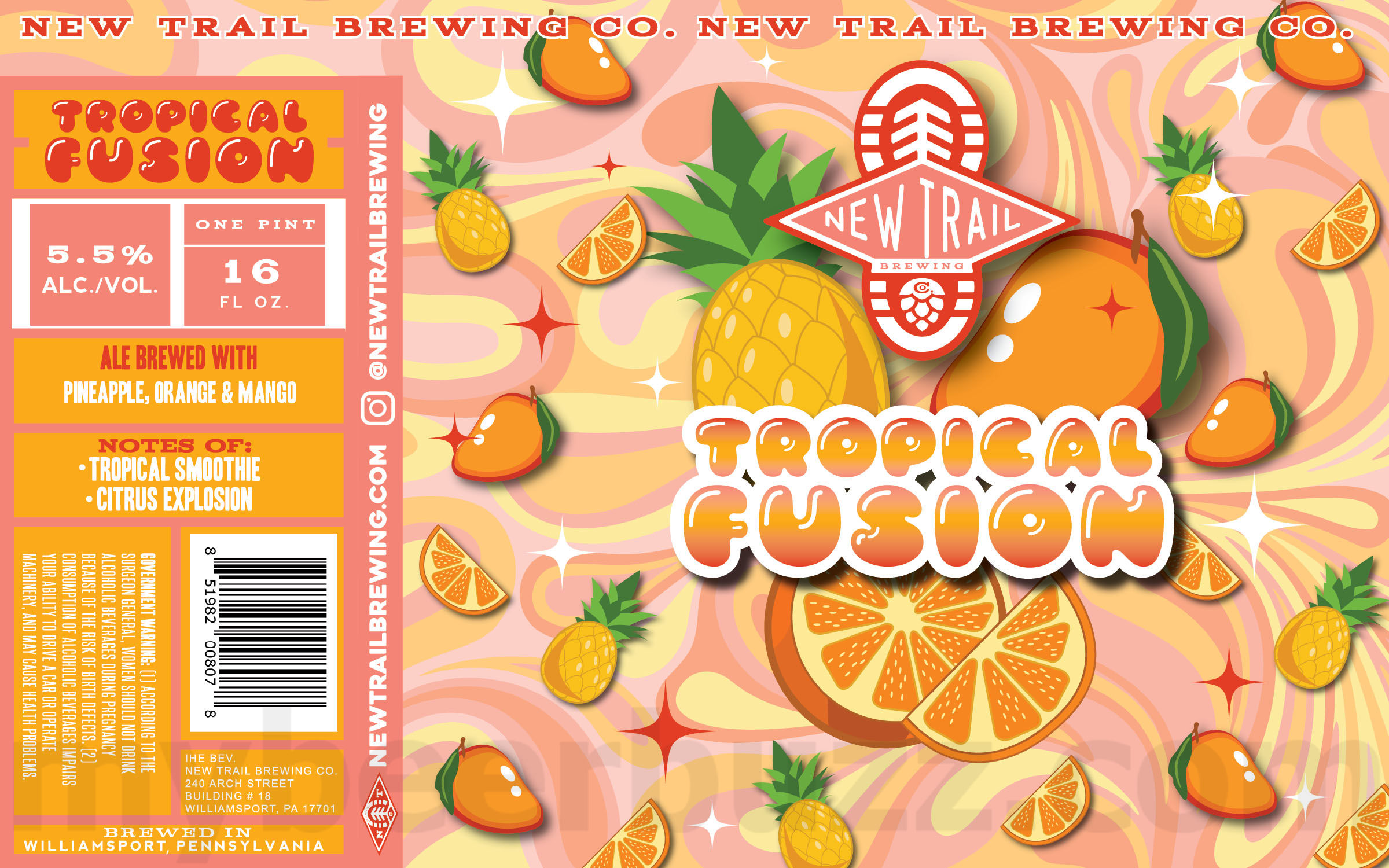New Trail Working On Blueberry Sour, Trout Bitten, Vivid Glen, Trail Marker, 24/7, The Raven, No Worries, Non-Alcoholic Broken Heel, Moon Lit, Trail Tones, Tropical Fusion, Strawberry Cheesecake Cookie, Peanut Butter Cup Cookie, Talus Dry-Hopped Lazy River Pils, Cascade Dry-Hopped Lazy River Pils, Base Jump, Mosaic Broken Heels & Double Citrus Summit 32 apostMBB 1613