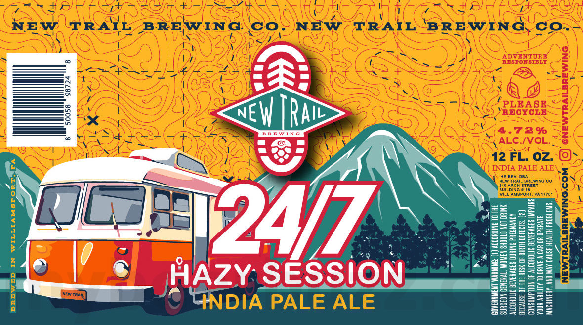 New Trail Working On Blueberry Sour, Trout Bitten, Vivid Glen, Trail Marker, 24/7, The Raven, No Worries, Non-Alcoholic Broken Heel, Moon Lit, Trail Tones, Tropical Fusion, Strawberry Cheesecake Cookie, Peanut Butter Cup Cookie, Talus Dry-Hopped Lazy River Pils, Cascade Dry-Hopped Lazy River Pils, Base Jump, Mosaic Broken Heels & Double Citrus Summit 38 apostMBB 1619