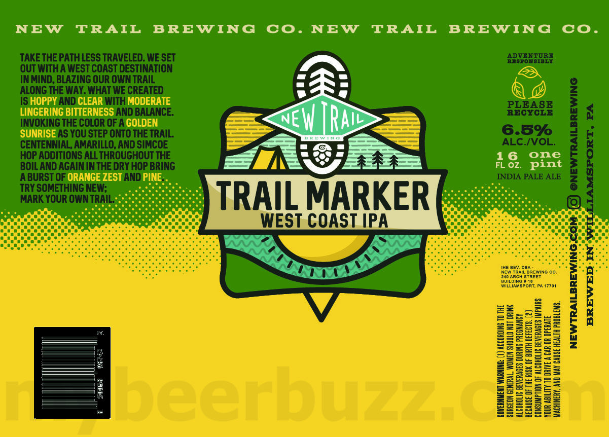 New Trail Working On Blueberry Sour, Trout Bitten, Vivid Glen, Trail Marker, 24/7, The Raven, No Worries, Non-Alcoholic Broken Heel, Moon Lit, Trail Tones, Tropical Fusion, Strawberry Cheesecake Cookie, Peanut Butter Cup Cookie, Talus Dry-Hopped Lazy River Pils, Cascade Dry-Hopped Lazy River Pils, Base Jump, Mosaic Broken Heels & Double Citrus Summit 39 apostMBB 1620