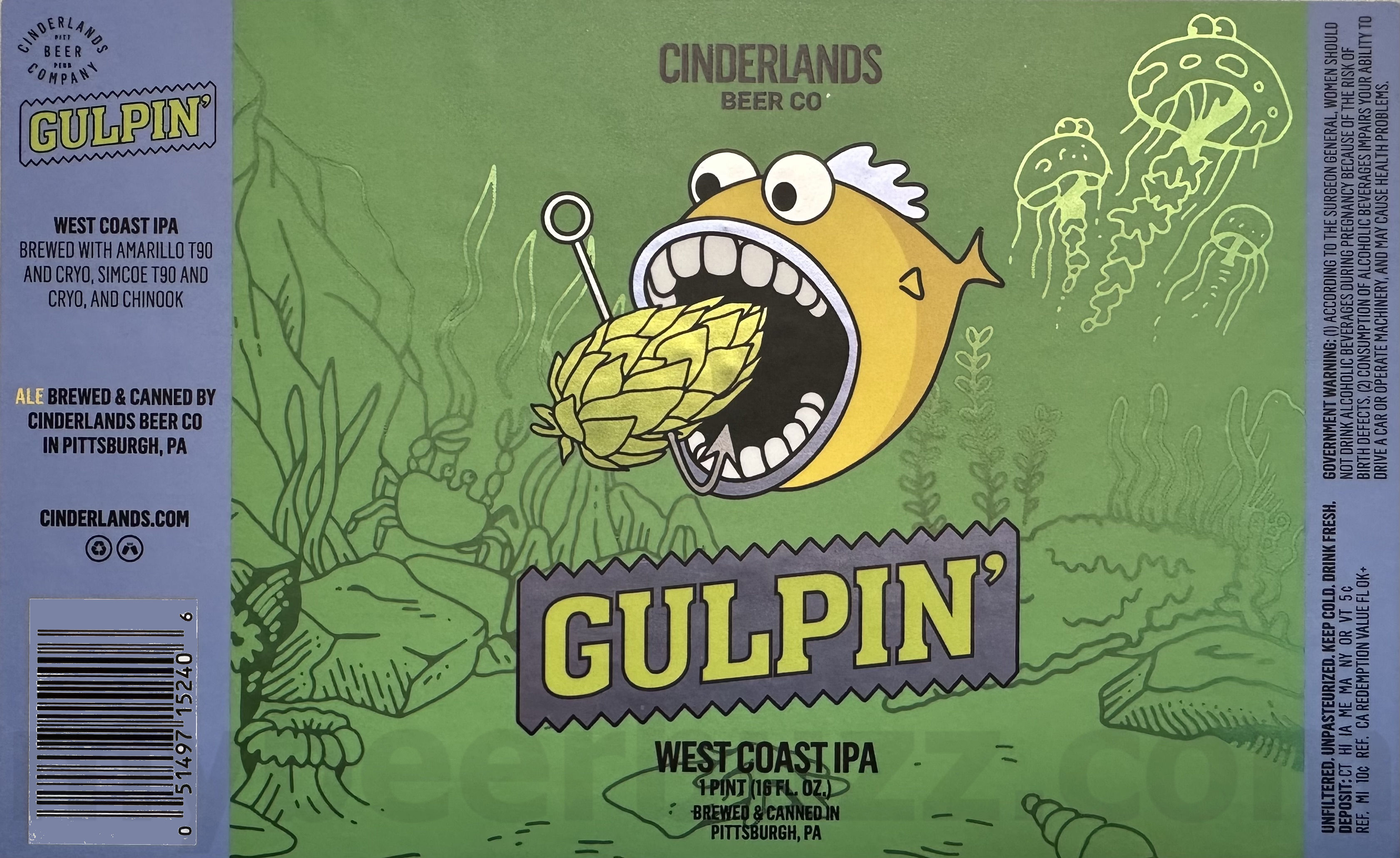 Cinderlands Beer Adding Gulpin’ West Coast IPA Cinderlands Beer Adding Gulpin’ West Coast IPA