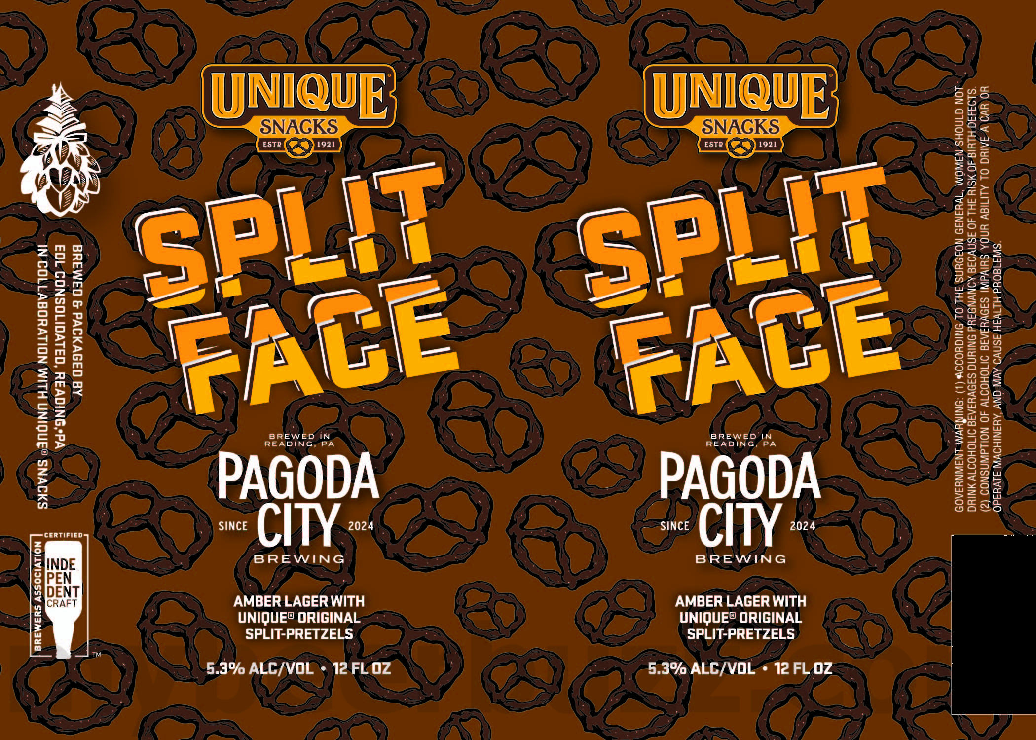 Pagoda City Brewing & Unique Snacks Collaborate On Split Face Amber Lager Pagoda City Brewing & Unique Snacks Collaborate On Split Face Amber Lager