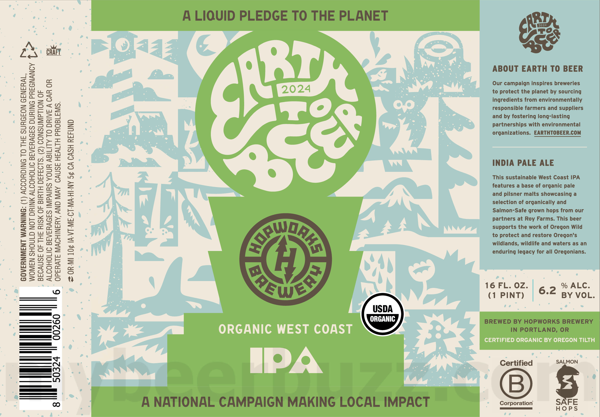 Hopworks Adding 2024 Earth To Beer Organic IPA Hopworks Adding 2024 Earth To Beer Organic IPA