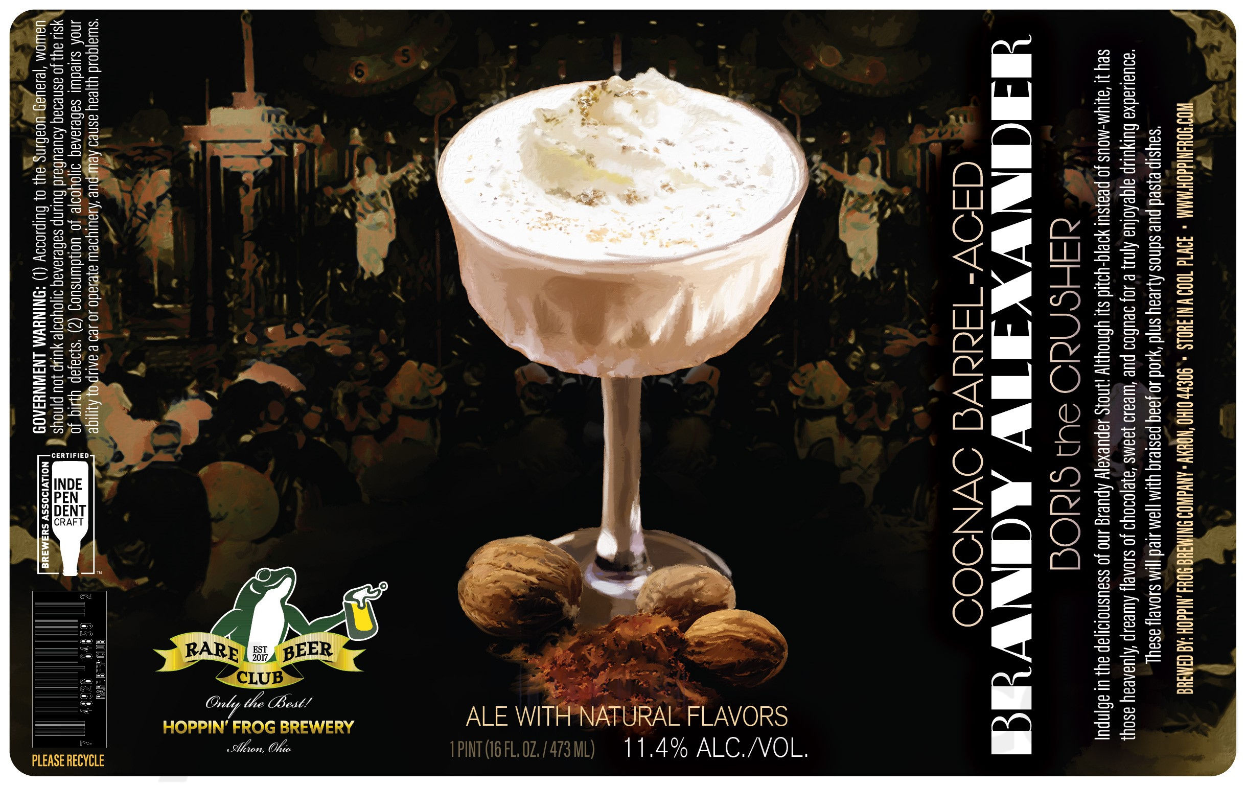 Hoppin’ Frog Adding 19 Jenks 29 Smashing Blonde Ale & Cognac Barrel-Aged Brandy Alexander Boris The Crusher Hoppin’ Frog Adding 19 Jenks 29 Smashing Blonde Ale & Cognac Barrel-Aged Brandy Alexander Boris The Crusher