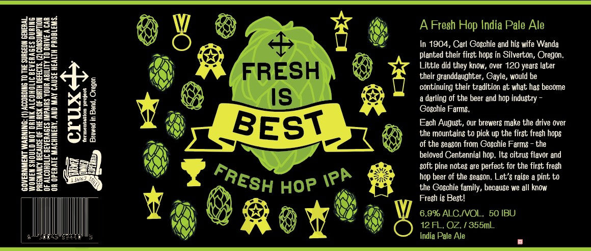 Crux Fermentation Adding Grade A IPA, Galaxy Gazer IPA, Half Brain Hazy IPA, N0M0 Sunset Summit Hazy IPA, N0M0 River Refresher IPA, In The Pocket, Fresh Is Best, Crux Capacitor IPA, N0M0 Feeling Fresh, N0M0 Alpine Apès Hoppy Red, Tough Love 2024/2025, Bright Sky Pils, Crux Capacitor IPA, Snow Cave Winter Ale, Pilz, Straight Outta Harvest, N0M0 All Terrain Amber, Crux Lager, Crux Pale Ale, Crux IPA, Crux Hazy IPA, Crux Pilsner, Beerphoria, Cast Out IPA, N0M0 Wild Horizon Wheat, N0M0 Surf's Up Mexican Style, Crux Capacitor IPA & Slow Rush 42 apostMBB 2546