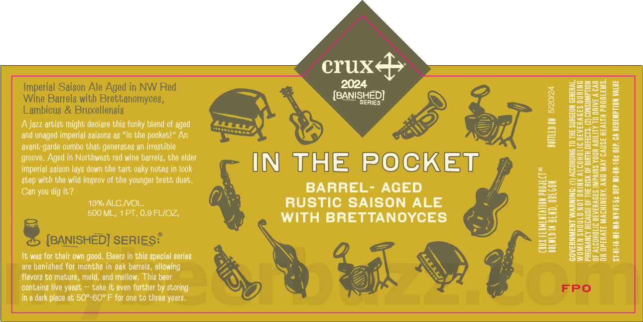 Crux Fermentation Adding Grade A IPA, Galaxy Gazer IPA, Half Brain Hazy IPA, N0M0 Sunset Summit Hazy IPA, N0M0 River Refresher IPA, In The Pocket, Fresh Is Best, Crux Capacitor IPA, N0M0 Feeling Fresh, N0M0 Alpine Apès Hoppy Red, Tough Love 2024/2025, Bright Sky Pils, Crux Capacitor IPA, Snow Cave Winter Ale, Pilz, Straight Outta Harvest, N0M0 All Terrain Amber, Crux Lager, Crux Pale Ale, Crux IPA, Crux Hazy IPA, Crux Pilsner, Beerphoria, Cast Out IPA, N0M0 Wild Horizon Wheat, N0M0 Surf's Up Mexican Style, Crux Capacitor IPA & Slow Rush 52 apostMBB 2555
