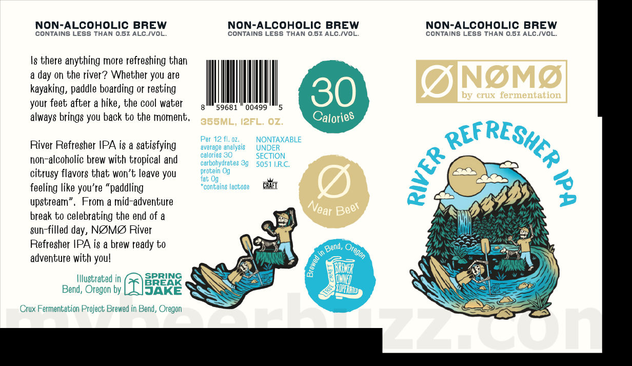 Crux Fermentation Adding Grade A IPA, Galaxy Gazer IPA, Half Brain Hazy IPA, N0M0 Sunset Summit Hazy IPA, N0M0 River Refresher IPA, In The Pocket, Fresh Is Best, Crux Capacitor IPA, N0M0 Feeling Fresh, N0M0 Alpine Apès Hoppy Red, Tough Love 2024/2025, Bright Sky Pils, Crux Capacitor IPA, Snow Cave Winter Ale, Pilz, Straight Outta Harvest, N0M0 All Terrain Amber, Crux Lager, Crux Pale Ale, Crux IPA, Crux Hazy IPA, Crux Pilsner, Beerphoria, Cast Out IPA, N0M0 Wild Horizon Wheat, N0M0 Surf's Up Mexican Style, Crux Capacitor IPA & Slow Rush 53 apostMBB 2556