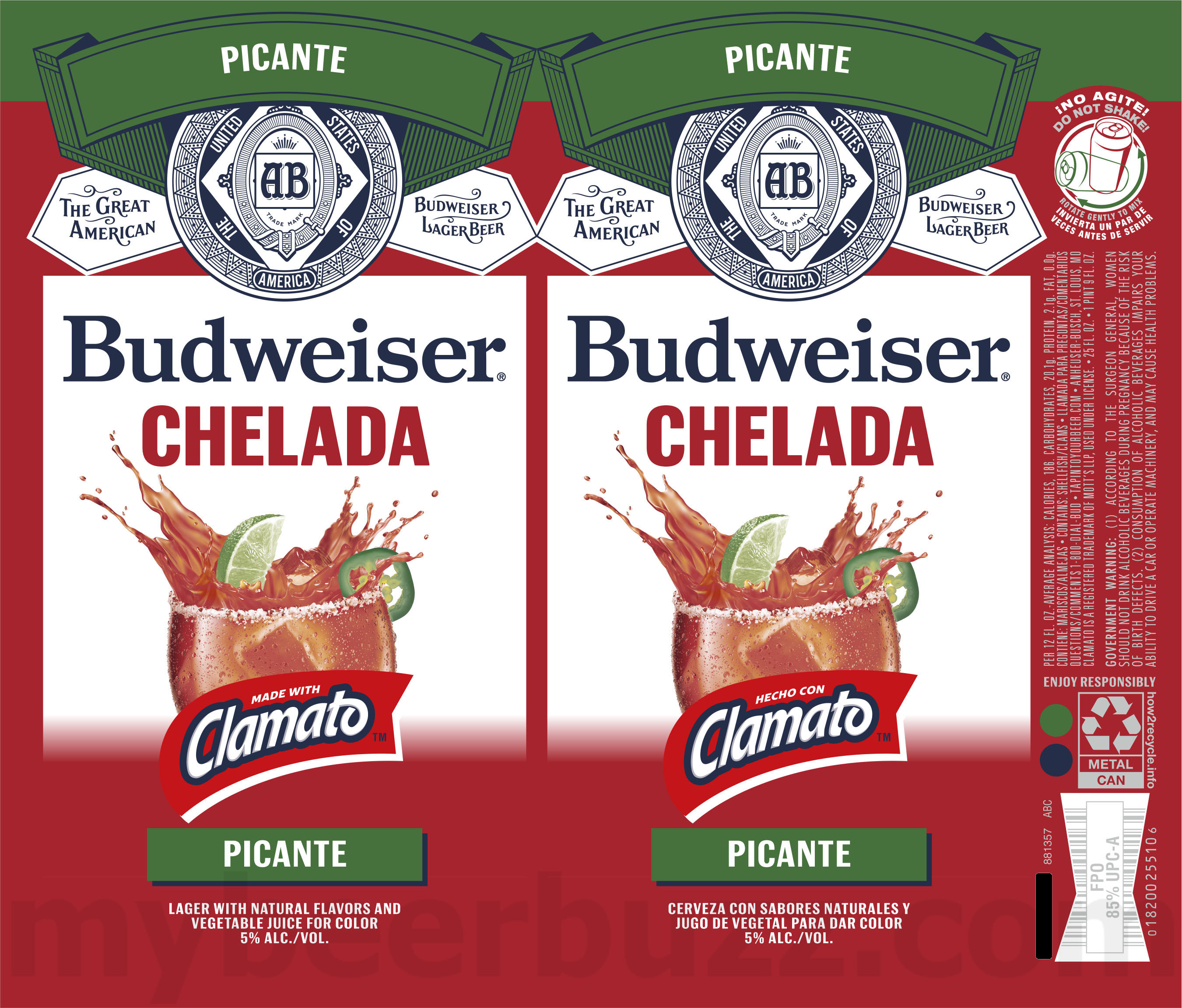 Budweiser Chelada Original, Chelada Picante, Chelada Original, Fuego & Bud Light Extra Lime Chelada 10 apostMBB 2562