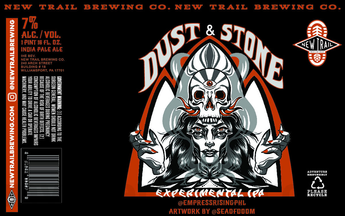 New Trail Adding Pineapple Broken Heels, Crisp Lager, The Pathfinder, Field Guide, Chocolate Strawberry Ice Cream Stout, Overlook, Rocksylvania, Dust & Stone, I My State Parks, Raspberry Sour, State Light Lime, RUnning Red and State Light Peach 15 apostMBB 2678