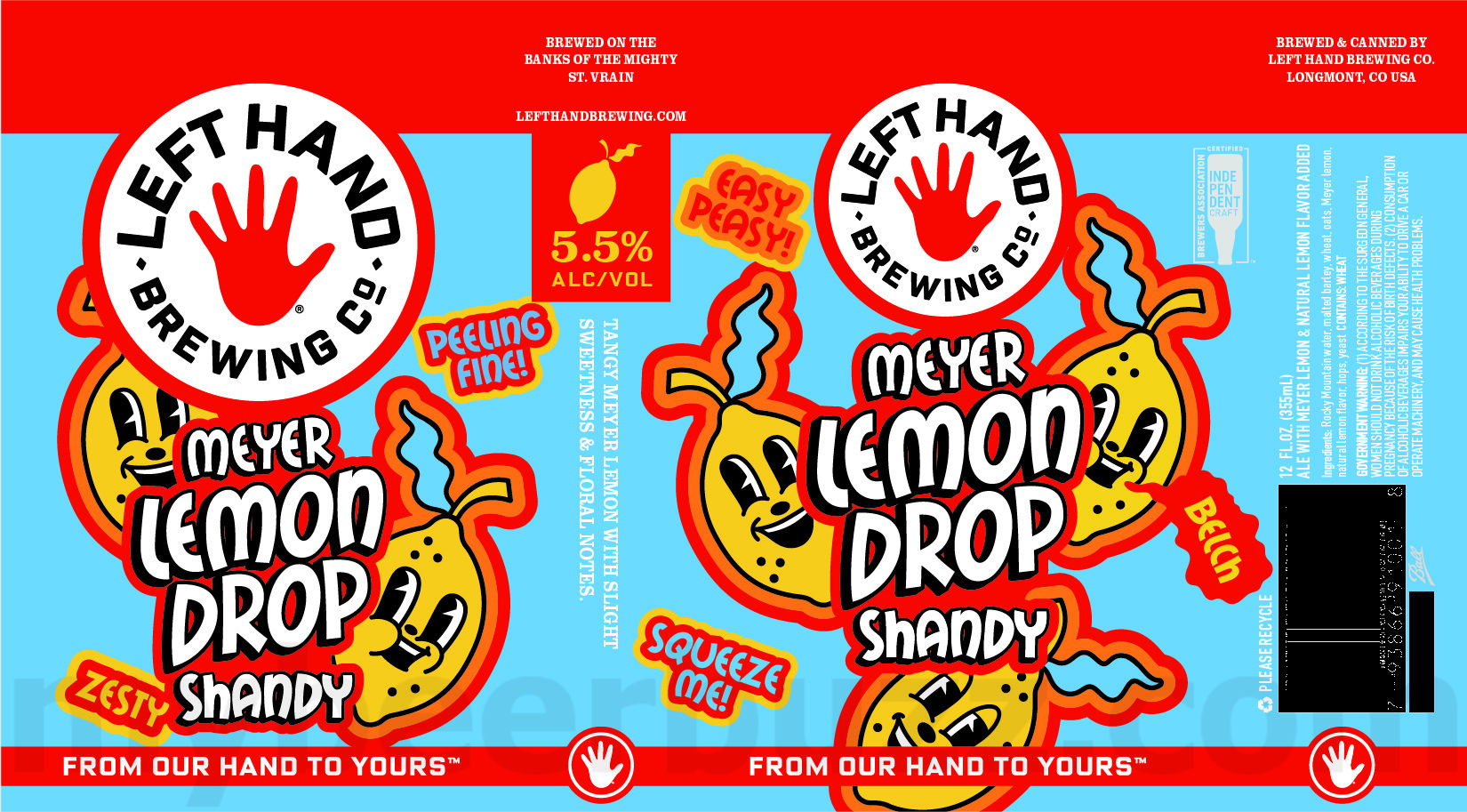 Left Hand Adding Meyer Lemon Shandy, Belgian White Nitro & Juicy Goodness Cans / Meyer Lemon Drop Shandy 10 apostMBB 2830