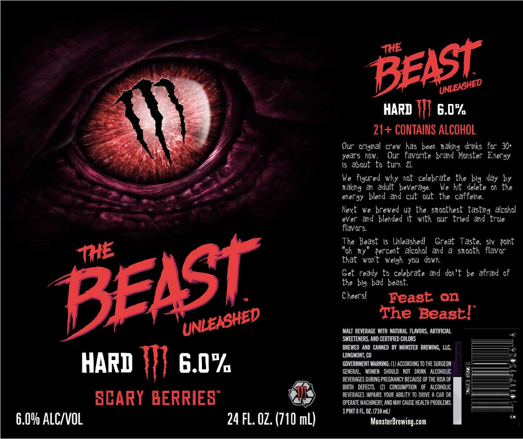 Monster Brewing (aka Oskar Blues & Monster Energy) Adding Nasty Beast Hardcore Tea + Lemonade, Peach, Scary Berries & Green Tea 8 apostMBB 2850