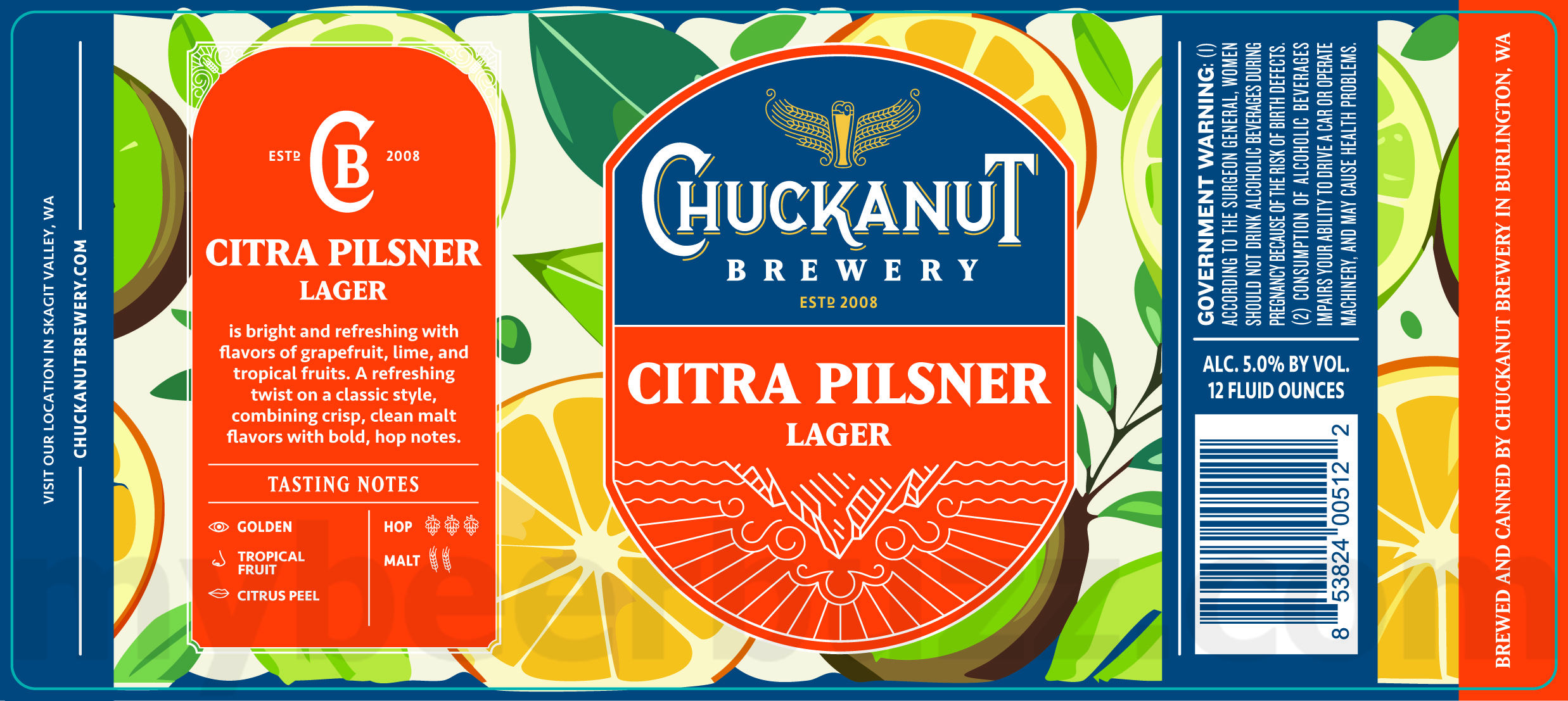 Chuckanut Brewery Adding Barleywine Ale, Barrel Aged Barleywine, Mexican-Style Dark Lager, Japanese Style Lager, Elizabeth & Chuck's West Coast Pils, Marzen Fest Lager, Citra Pilsner, Bohemian-Style Pilsner, CBGB, American Pilsner, Rotbier, Dortmunder, Czech Amber, French Style Pilsner, Gold Label, ESB and Barrel Aged Stout 18 apostMBB 3281