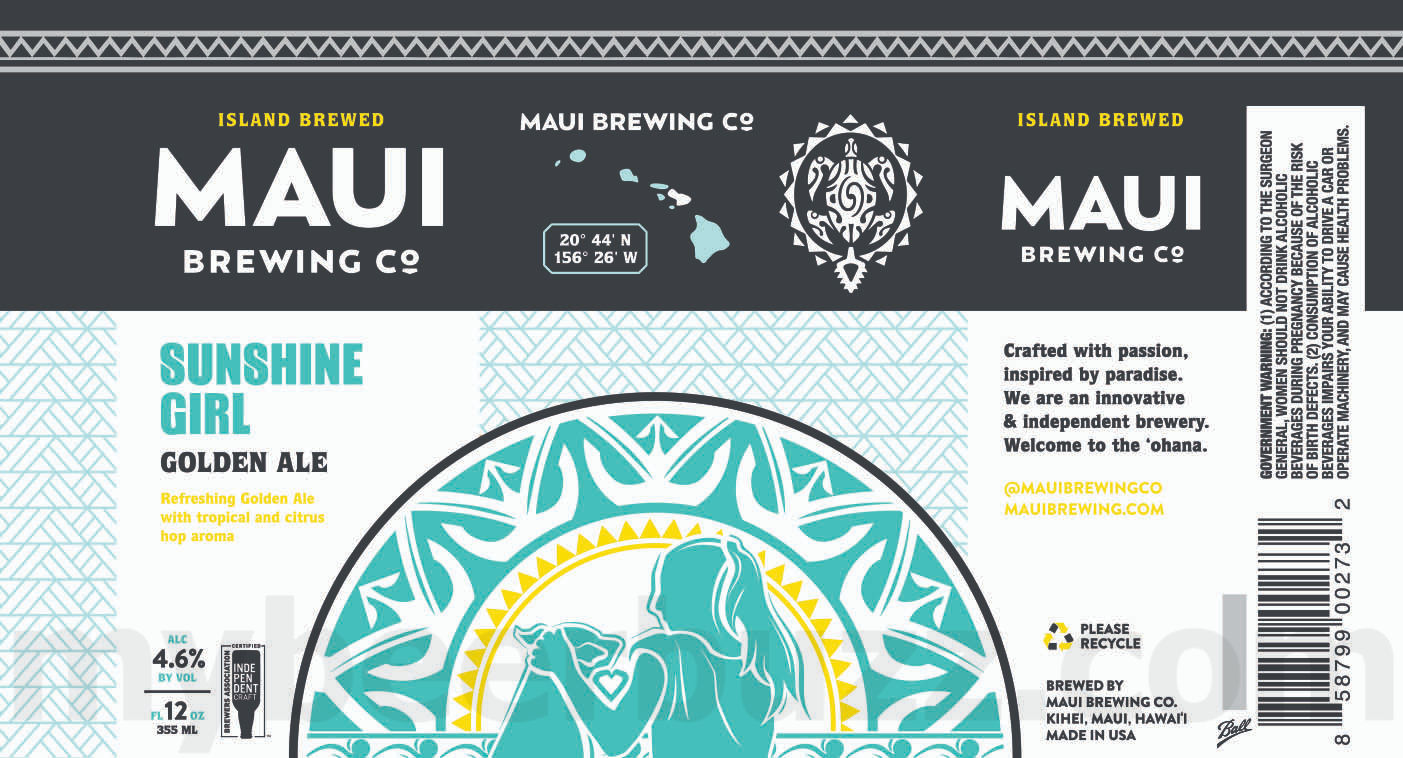 Maui Brewing Adding Pacific Lite, OMG, Big Swell IPA, Bikini Blonde, Pineapple Mana, Sunshine Girl, Coconut Hiwa & Shibata Cans 11 apostMBB 3328