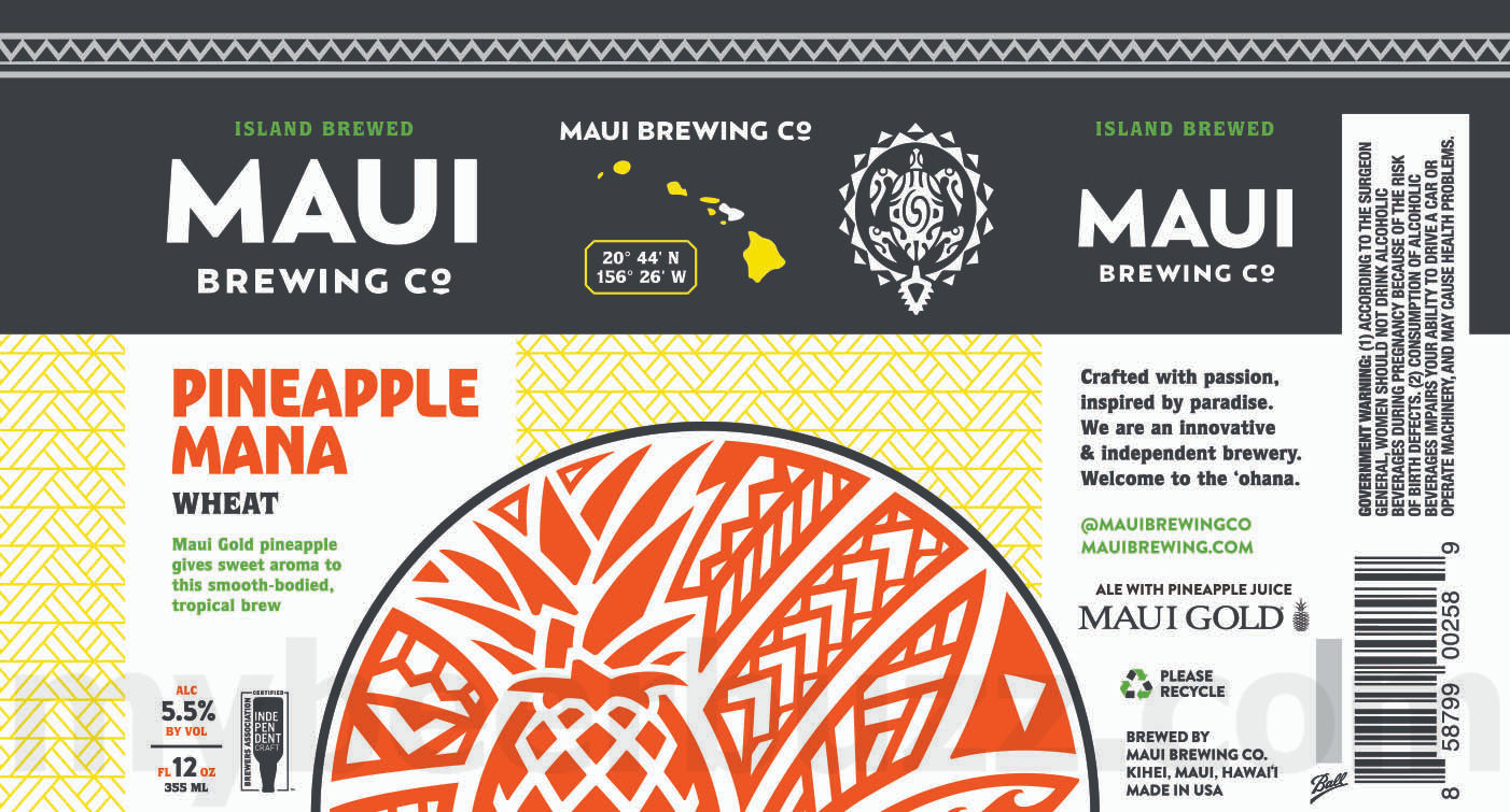Maui Brewing Adding Pacific Lite, OMG, Big Swell IPA, Bikini Blonde, Pineapple Mana, Sunshine Girl, Coconut Hiwa & Shibata Cans 12 apostMBB 3329