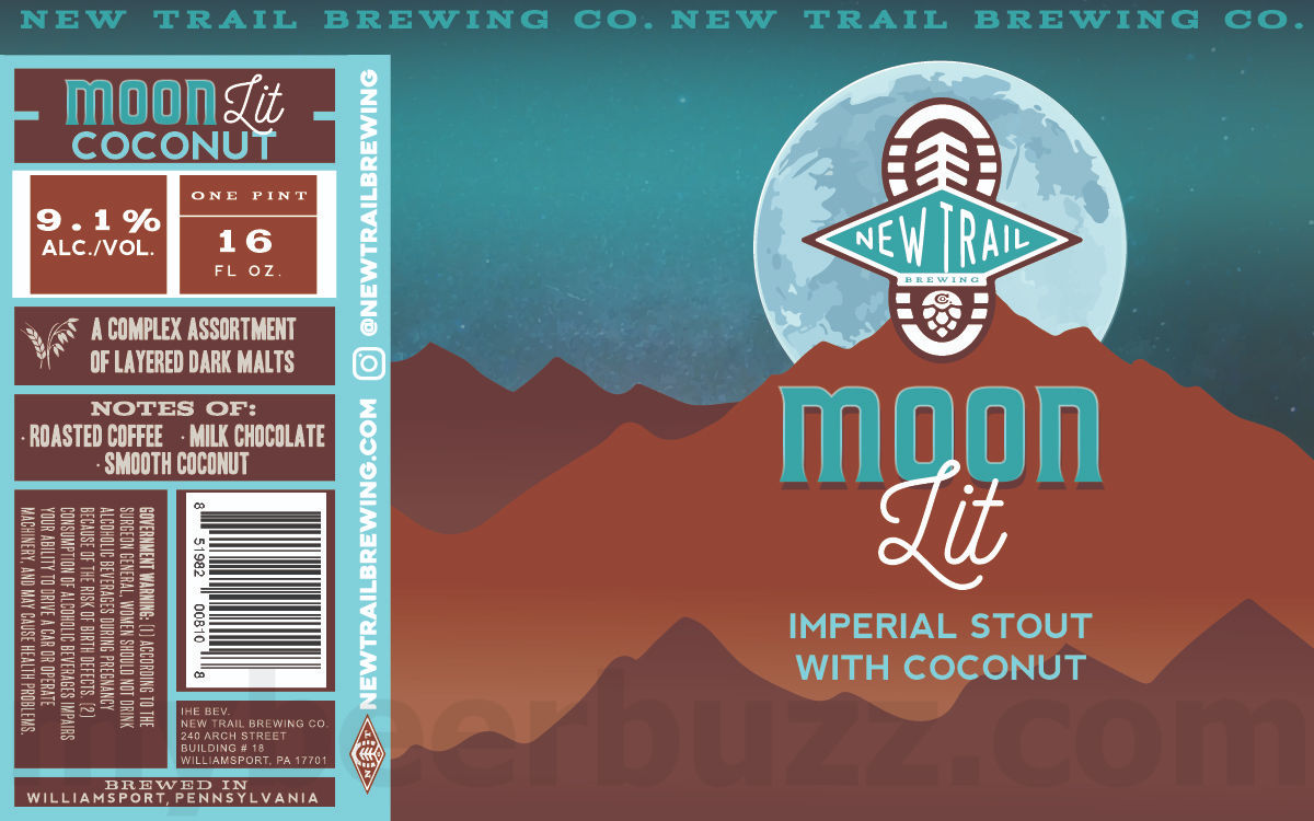 New Trail Adding Double Zombies Double Pumpkin Ale, Replenish IPA, Pennsylvania Nights, Washington Crossing, 2022 Moon Lit, Otter Chirp, Carabiner, Cookie Dough, Chill Factor, Mango Broken Heel, Bald Eagle State Park, Double Replenish, Sunburst, 5th Orbit, Raspberry White Ale, The Wilds Are Calling, Lawn Chair, Kick Back And Relax, Stargazer, State Light, Watermelon Limeade, Blood Orange Broken Heels, Happy Little Trees West Coast-Style IPA, Flannel Weather, Unchained, Winter Chill Factor Cold IPA, Snicker Doodle, Mango Broken Heels, 2023 Barrel Aged Moon Lit, Prickly Pear Lemon Limeade, Home For The Holli-Haze, Between The Pines, 6th Orbit & White Out 10 apostMBB 3390