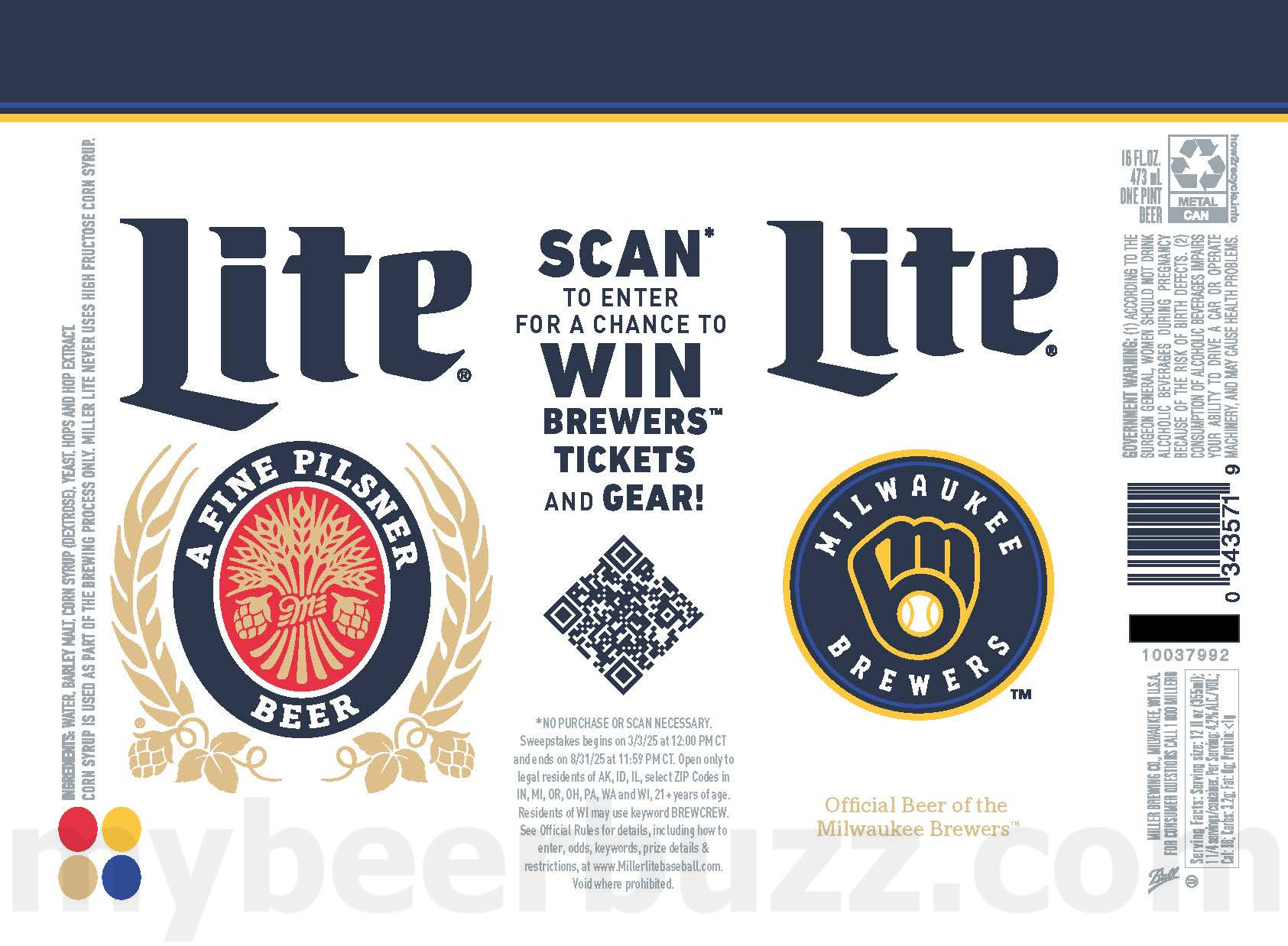 Miller Lite Adding Luke Combs Cans / Miller Time California / Indy 500 / Cleveland Guardians / Milwaukee Brewers Baseball 12 apostMBB 3446