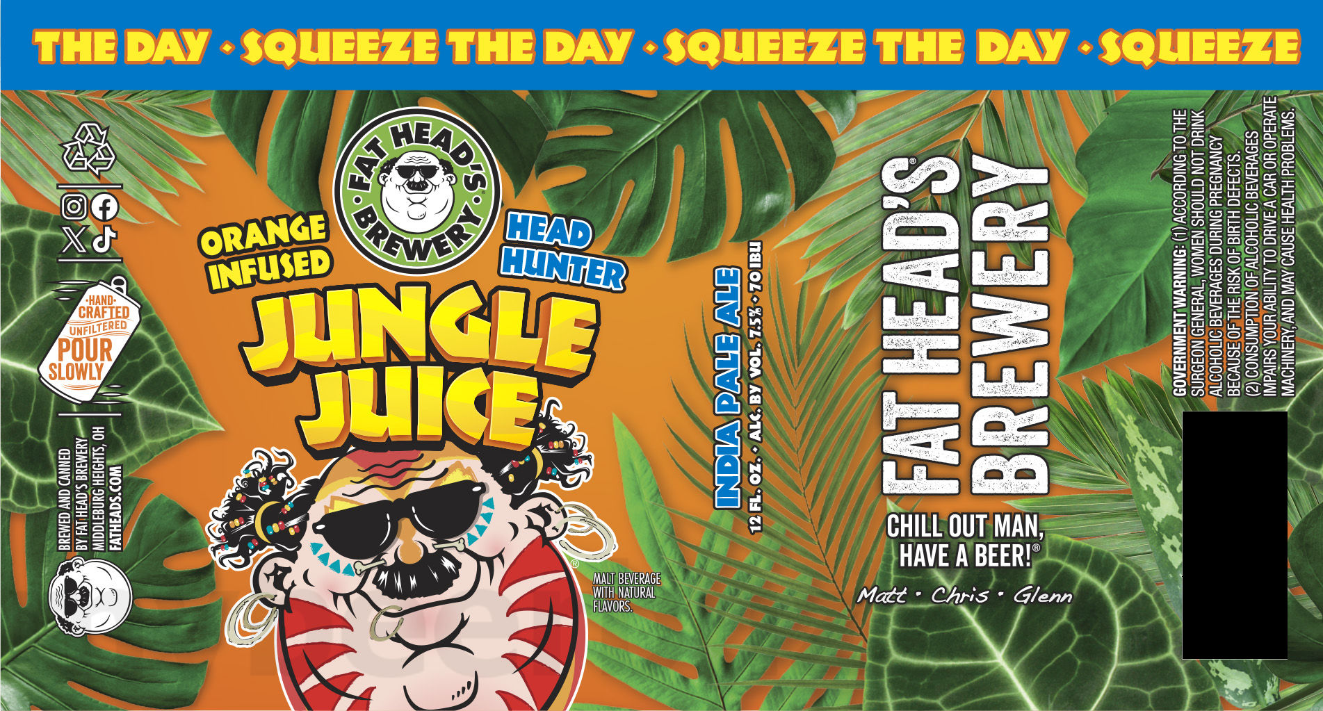 Fat Head’s Brewery Adding Lime Feelin’ Good, Juiced To Jupiter, Head Shrinker, Hippy Sippy, Stumble Berry, Green Grunge IPA, Hop Honcho, Bone Head, Fuzzy Wuzzy, Oktoberfest, Imperial Head Hunter, Barrel-Aged Doppelbock, Mad Mex Tres Decadas, Tropical Thunder, Head Hunter, Simply Simcoe, Wicked Willy’s, Hoppy Holi Haze, Crumble Berry, Yinzer, Leaf Man Lager, Cone Zilla, Fresh-Hopped Head Hunter, Every Given Sunday, Orange Infused Head Hunter Jungle Juice IPA, USS Cleveland, Hazy Head Hunter & Head Trip Cans 17 apostMBB 3562