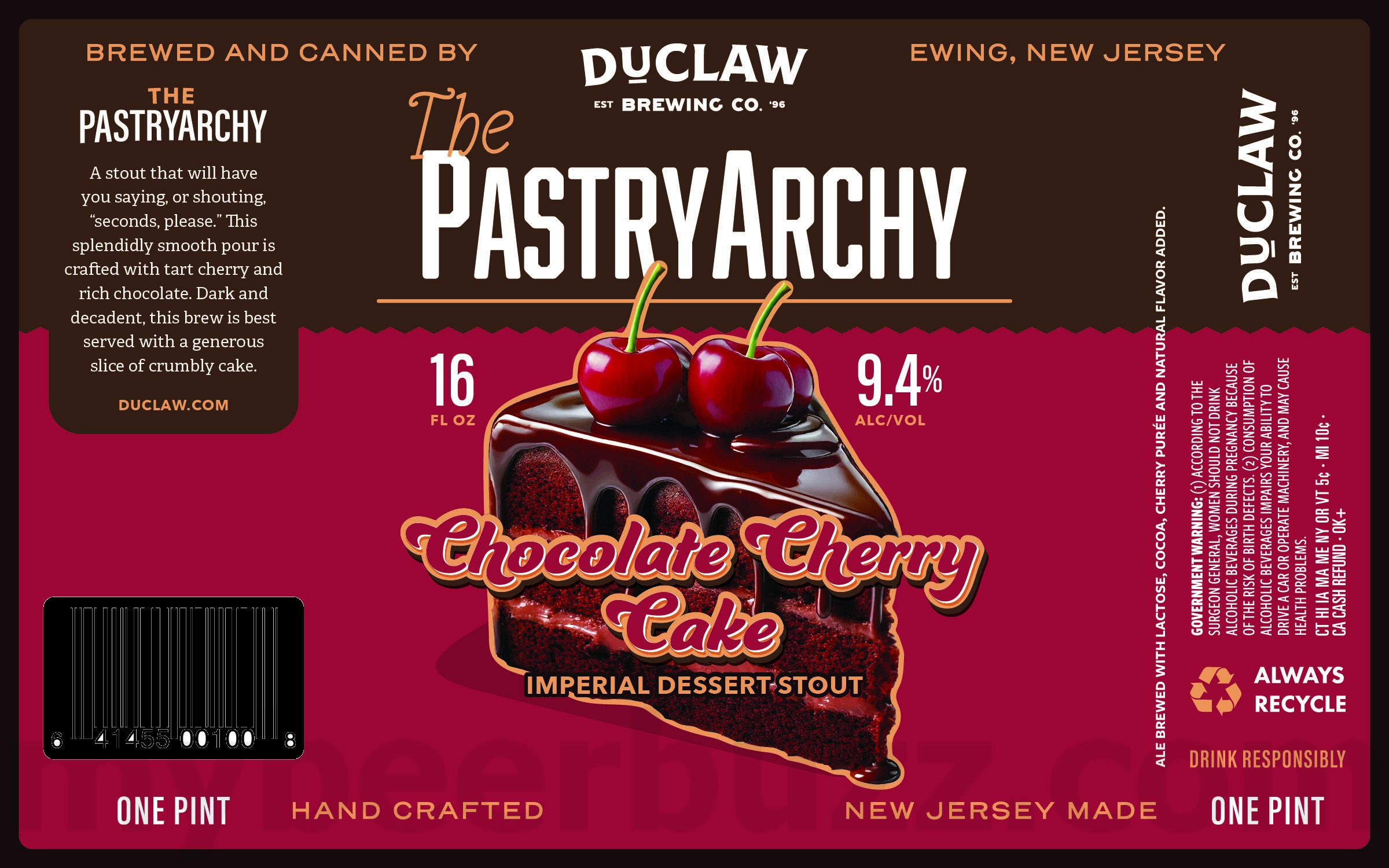 DuClaw Working On The PastryArchy Chocolate Cherry Cake Dessert Stout & PastryArchy Chocolate Cherry Cake Dessert Imperial Stout 8 apostMBB 3603
