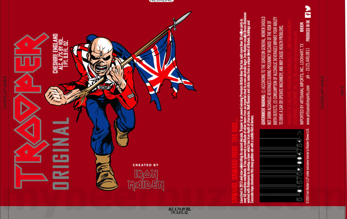 Iron Maiden & Robinsons Brewery Adding Trooper Sun And Steel Senjutsu / Fear Of The Dark / Trooper Original 9 apostMBB 3624