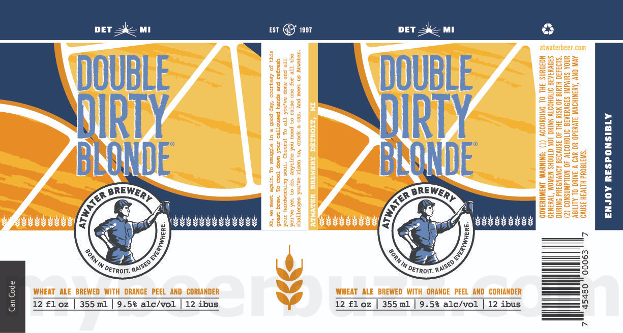 Atwater Adding Decadent Dark Chocolate, Dirty Blonde Peach, Dirty Blonde Strawberry, 2025 Double Dirty Blonde, Fruit Guru, Vanilla Java Porter & Dirty Blonde Tropical Cans 13 apostMBB 3741