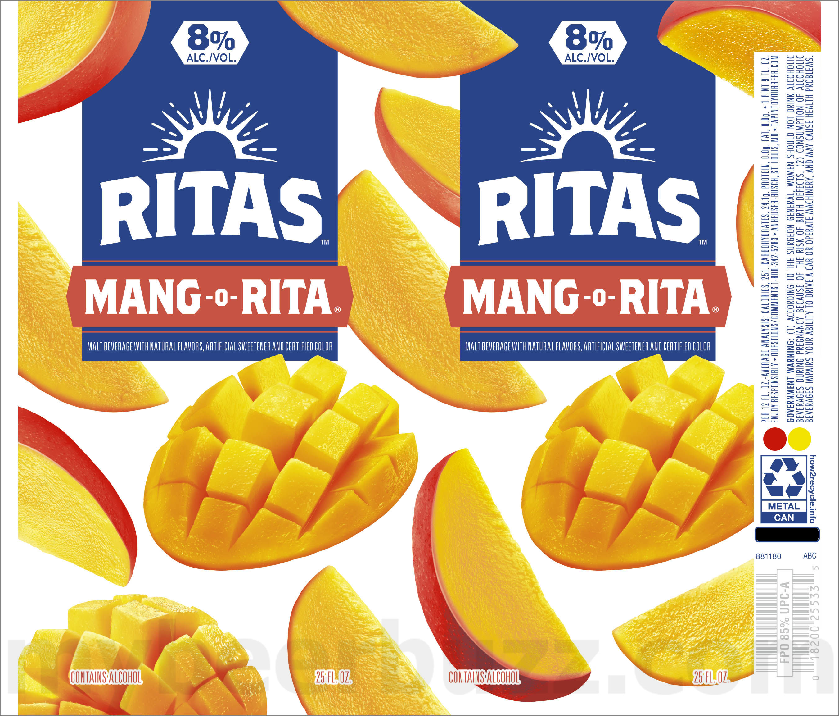 Anheuser-Busch Adding Lemon-Ade-Rita Sparkling Margarita, Straw-Ber-Rita Sparkling Margarita, Lime-A-Rita Sparkling Margarita, Water-Melon-Rita, Raz-Ber-Rita & Mang-O-Rita Sparkling Margarita 16 apostMBB 3789