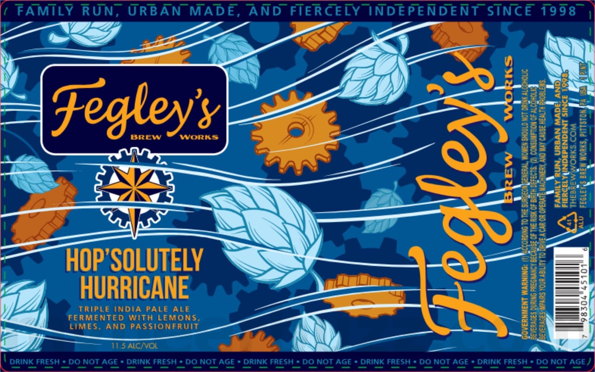 Fegley’s Brew Works Adding Single-Hop Project Nelson Sauvin, Hop’solutely Hurricane, Central Scrutinizer, Shai-Halud, Limones Soleda Gose, Hop’solutely Bug-Eyed Pog, Nan & Poppy's Lemon Shandy Kiss, Rude Elf’s Reserve, Space Monkey, Gritty Kitty, Bourbon Rude Elf’s Reserve, Not Until I’ve Had My Coffee, Escape Viscosity, Bourbon Insidious, Strata-Ling The Galaxy, Hop’solutely, Weird Kids On The Block, When Doves Cryo, Tested Positive For Hops, What The Actual Floc, Rainbow Flip-Flops, Tesguino Mexican Style Lager, Devious, Scars Are Beautiful, Puffy jacket Weather, Steelworker’s Oatmeal Stout, Wassail Away, Feliz Navidad, This Seems Sus…, You Want S’More Ale, Frosty Kitty Milkshake IPA, Top Of The Hops, Pawn Shop Porter, Nan & Poppy’s Lemon Shandy Kiss, Squishy Kitty, Hopsprung, Always Sunny, Silver Haze, Trust The Science, Strawberry’s Wake, Doozy Of A Smothie, Hop’Solutely Haze, Talk To Me Juice, Hazies On My Mind, The Cold Song, Wake Up, Carnival Nights & Smell The Hops, Hey Wha Happened?, En Root, Hop‘Solightly, Heart Of Kyber, Loco Lime, Hop Explosion, A Doozy Of A Smoothie, Hop'solutely Galaxy, Hop'solutely Hurricane, Pilsner Nocturno, Hop'solutely Shapeshifter Citra / Eclipse, Old Fashioned Rude Elf's Reserve and African Queen 20 apostMBB 3810
