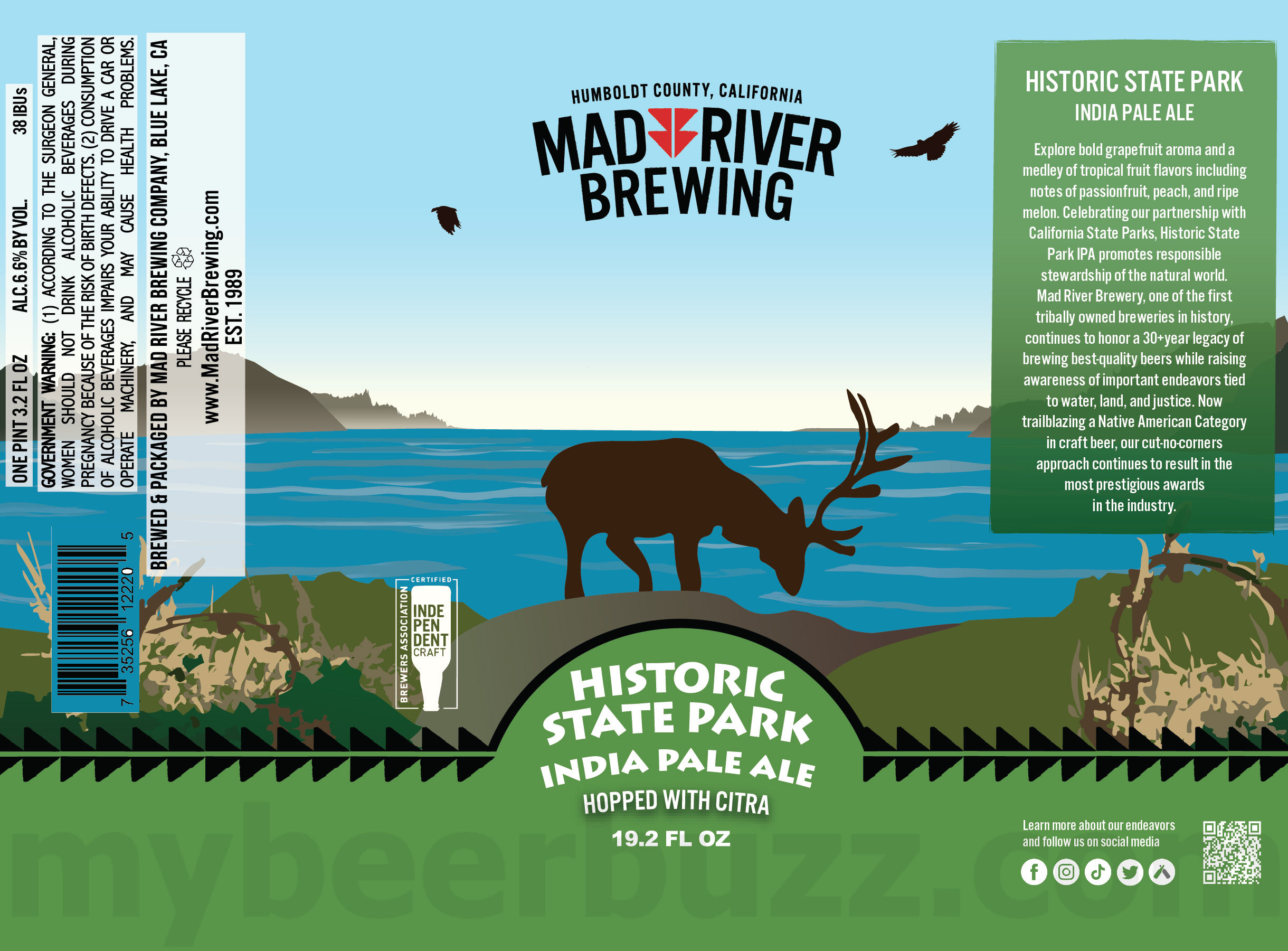 Mad River Updating Jamaica Red & Steelhead Cans / Historic State Park IPA / Canyon Of Dreams / Maize Goddess 30 apostMBB 3912
