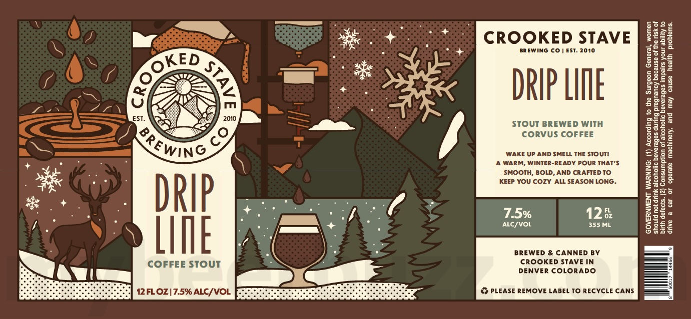 Crooked Stave Adding Amplitude IPA, Magnitude IPA, Von Helles, Von Pilsner, Sabro DIPA Exploratory, DDH Sour, P2, Rustic Peach, Silly Cybies, Nightmare On Brett, Bianca Peaches, Sour Rosé, Ha!, Scoville Stout, Blueberry Drip, Amplitude DDH IPA, Magnitude DDH IPA, Citra Exploratory, Member Not Berries, Fresh Ground Coffee Brown, Coconut Coffee Stout, Peachy Sour & Cream, Gucci Mango, Juicy, Juicy East, Juicy West, Meyer Lemon, Elbow Fives, Passion Fruit Tropical Sour, Señor Cybies, Strawberry Coconut Milkshake IPA, Kiwi IPA, Petite Sour Plum, Scoville, Earl Grey, Drip Line and Get The Funk Out 8 apostMBB 3958