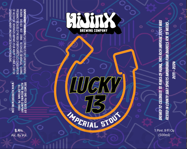 HiJinx Adding Genie In A Kettle, Far Darrig, Coconut Porter, Sticky Client, Dorney Park’s Ale-Fundo, Bangin’ Chains, Pub Crawl, Where The Stouts Have No Name, Decade Of HiJinx Debauchery, Session-Able, Trexxx Fest, Barrel Aged Saison, Hawookin’ Punch, Finer Bock, Session-Able, Pastime Pilsner, A Conspiracy Of Lemurs, Pit Of Snakes, Zest Saison, Unkindness Of Ravens, BullDog, Lucky 13, 1812, Scarlet Fire & Hidden Node Cans 11 apostMBB 3986