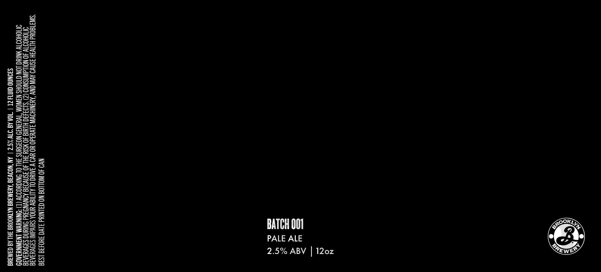 Brooklyn Brewery Adding Batch 001 Pale Ale 2.5%-AbV Brooklyn Brewery Adding Batch 001 Pale Ale 2.5%-AbV