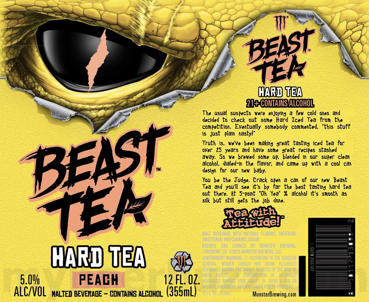 Monster Brewing / Oskar Blues Adding Beast Tea Original, Peach, Green Tea & Lemonade 16 apostMBB 4089