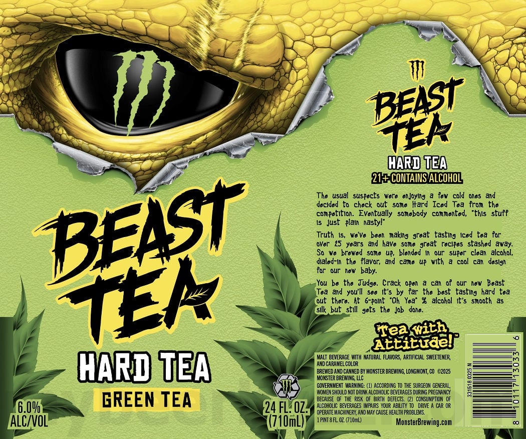 Monster Brewing / Oskar Blues Adding Beast Tea Original, Peach, Green Tea & Lemonade 22 apostMBB 4094