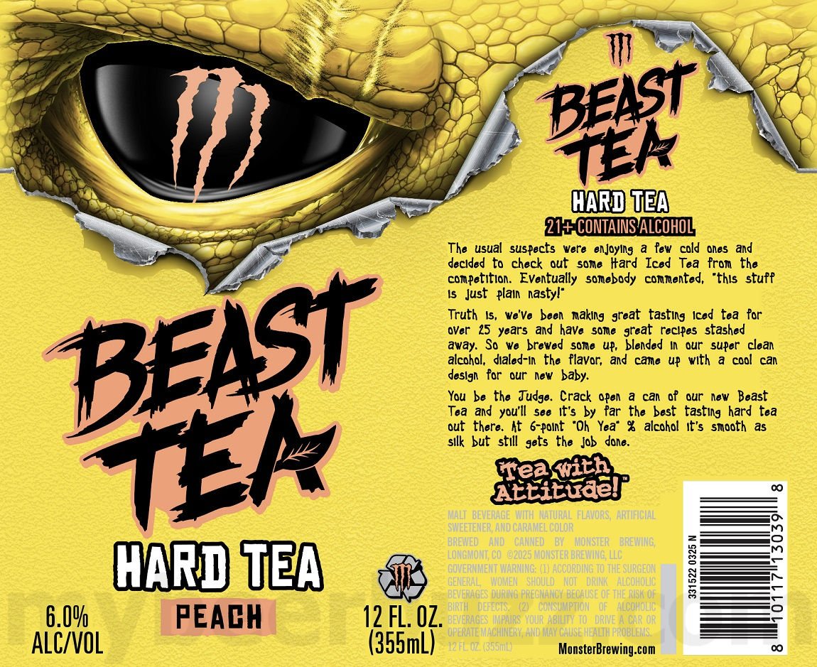 Monster Brewing / Oskar Blues Adding Beast Tea Original, Peach, Green Tea & Lemonade 23 apostMBB 4095