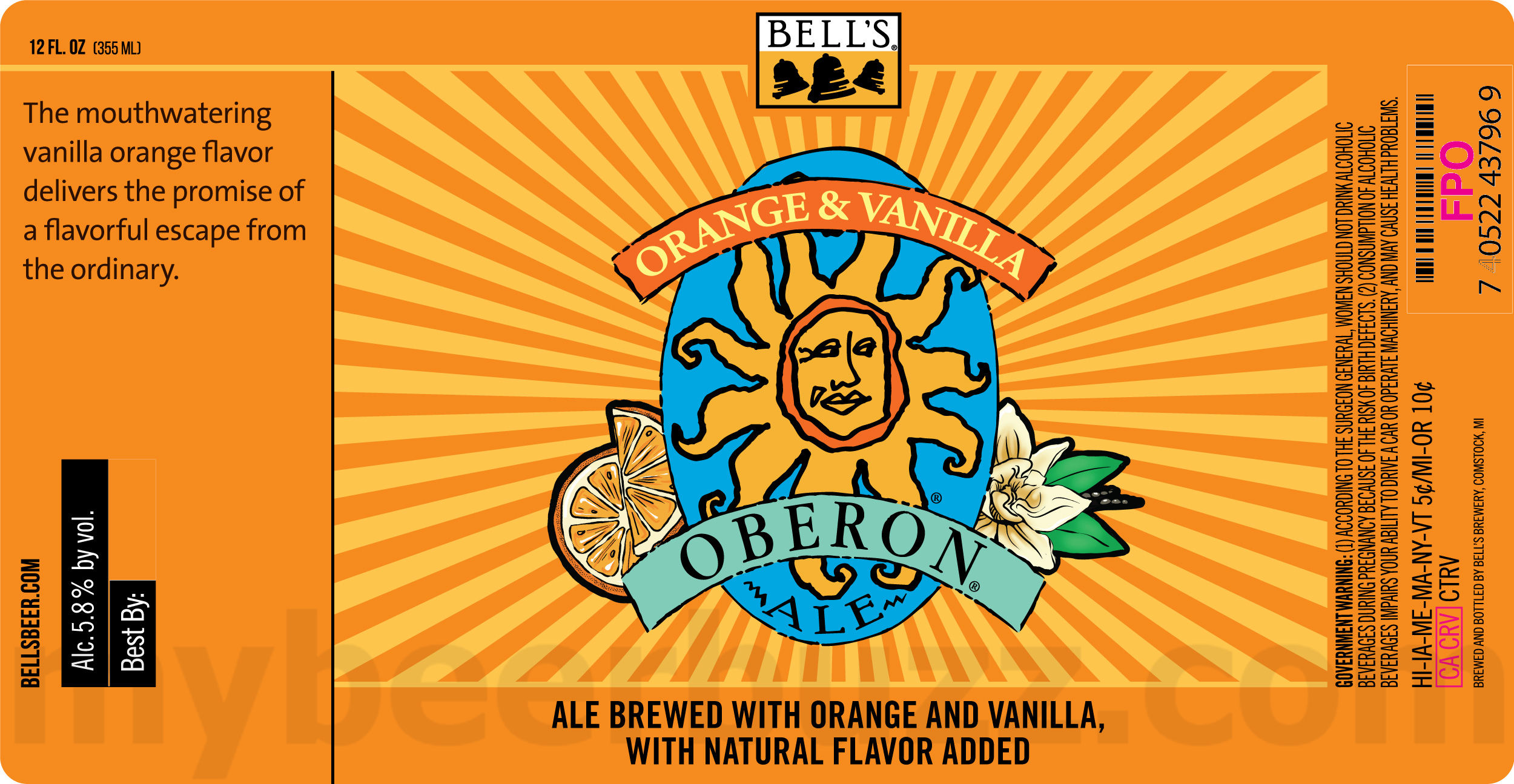 Bell’s Brewery Adding Orange & Vanilla Oberon Bell’s Brewery Adding Orange & Vanilla Oberon